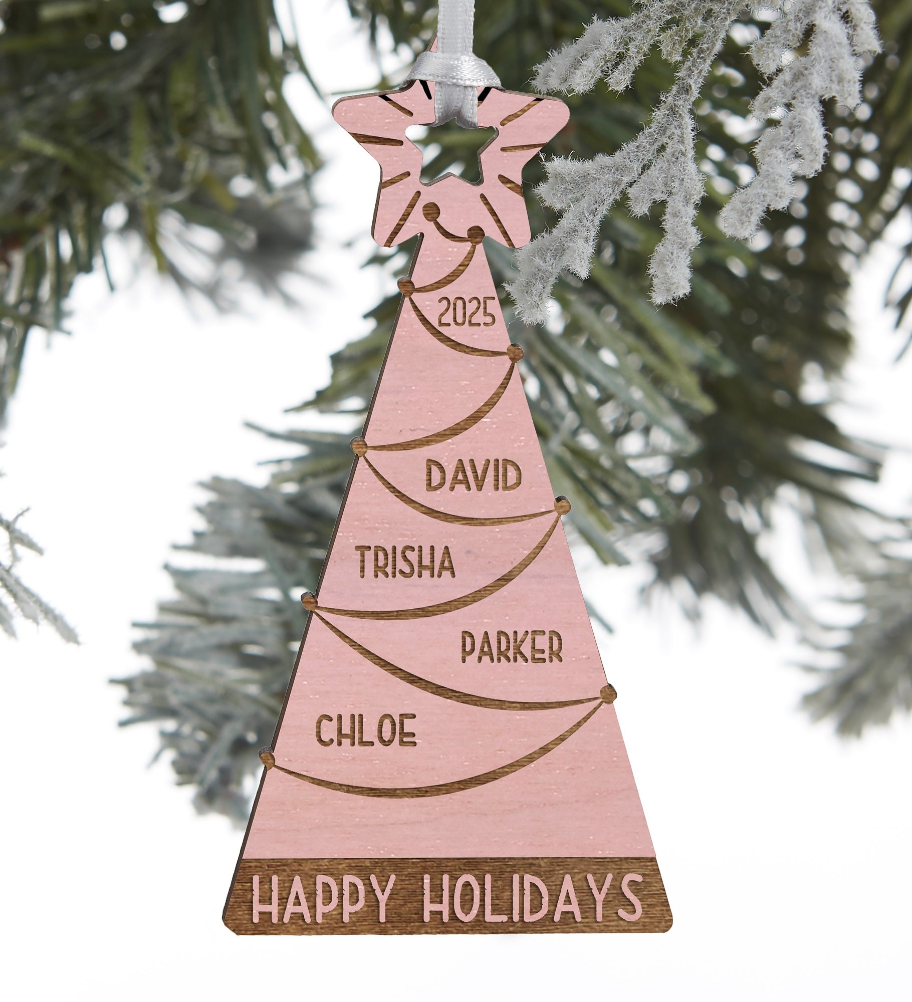 Family Christmas Tree Personalized Wood Ornament