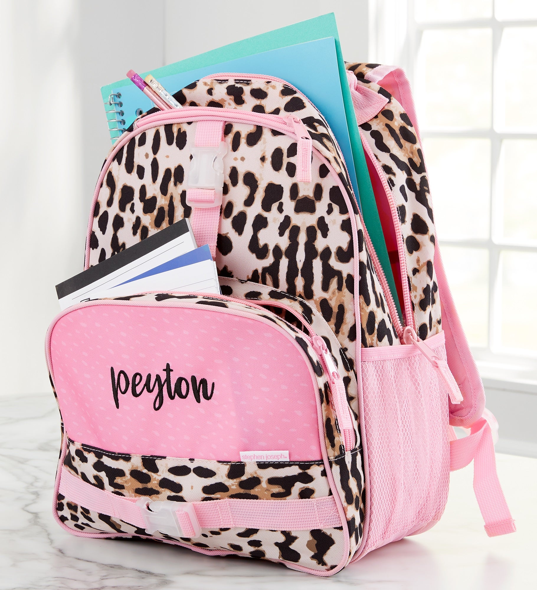 Leopard Embroidered All Over Print Backpack by Stephen Joseph