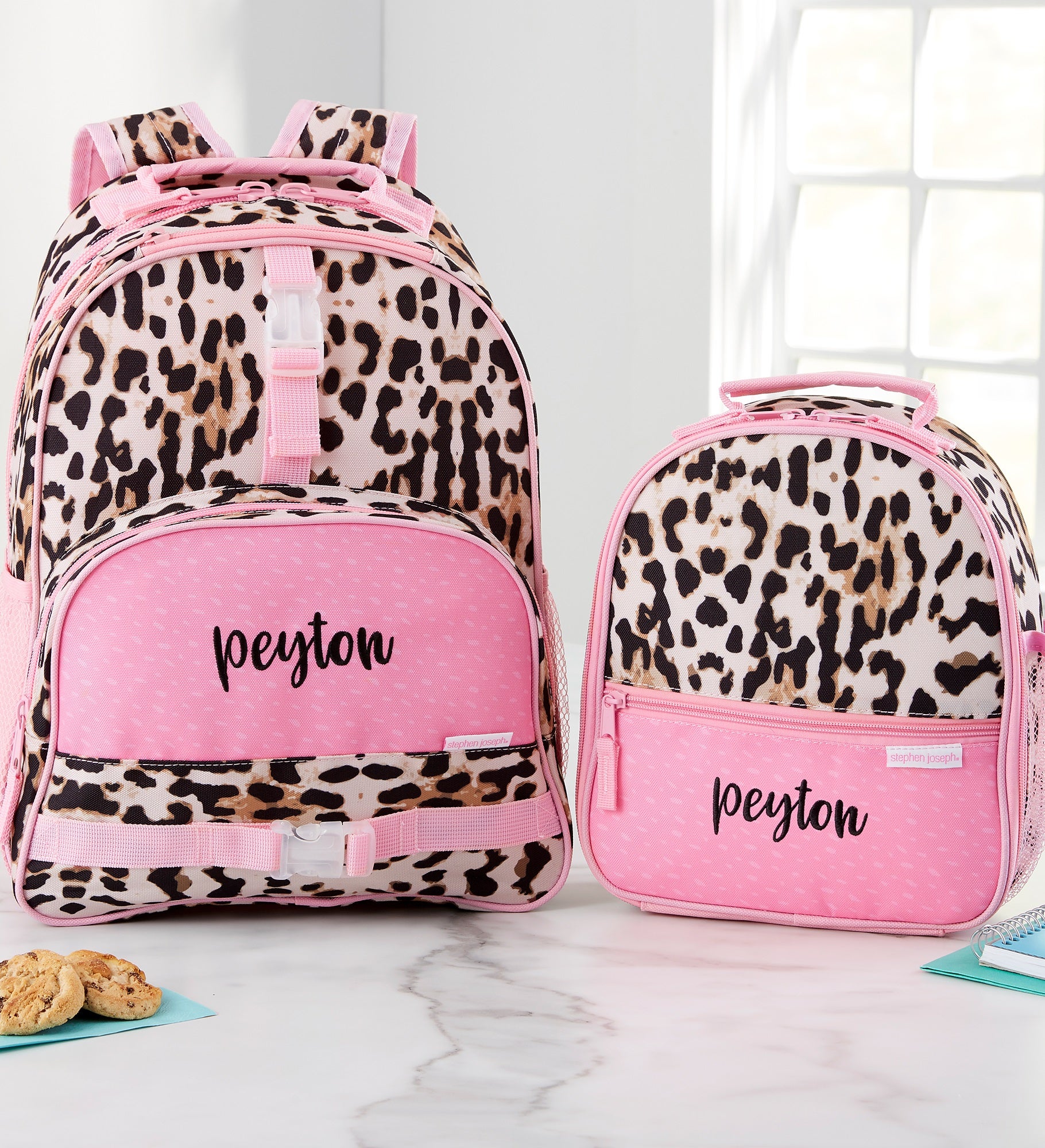 Leopard Embroidered All Over Print Backpack by Stephen Joseph