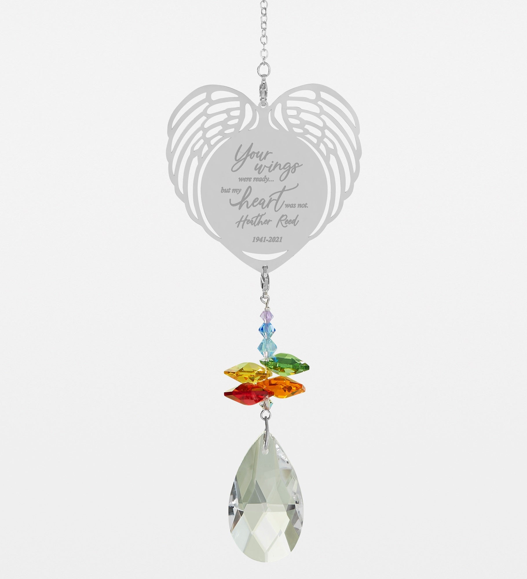 Your Wings Personalized Memorial Heart Suncatcher