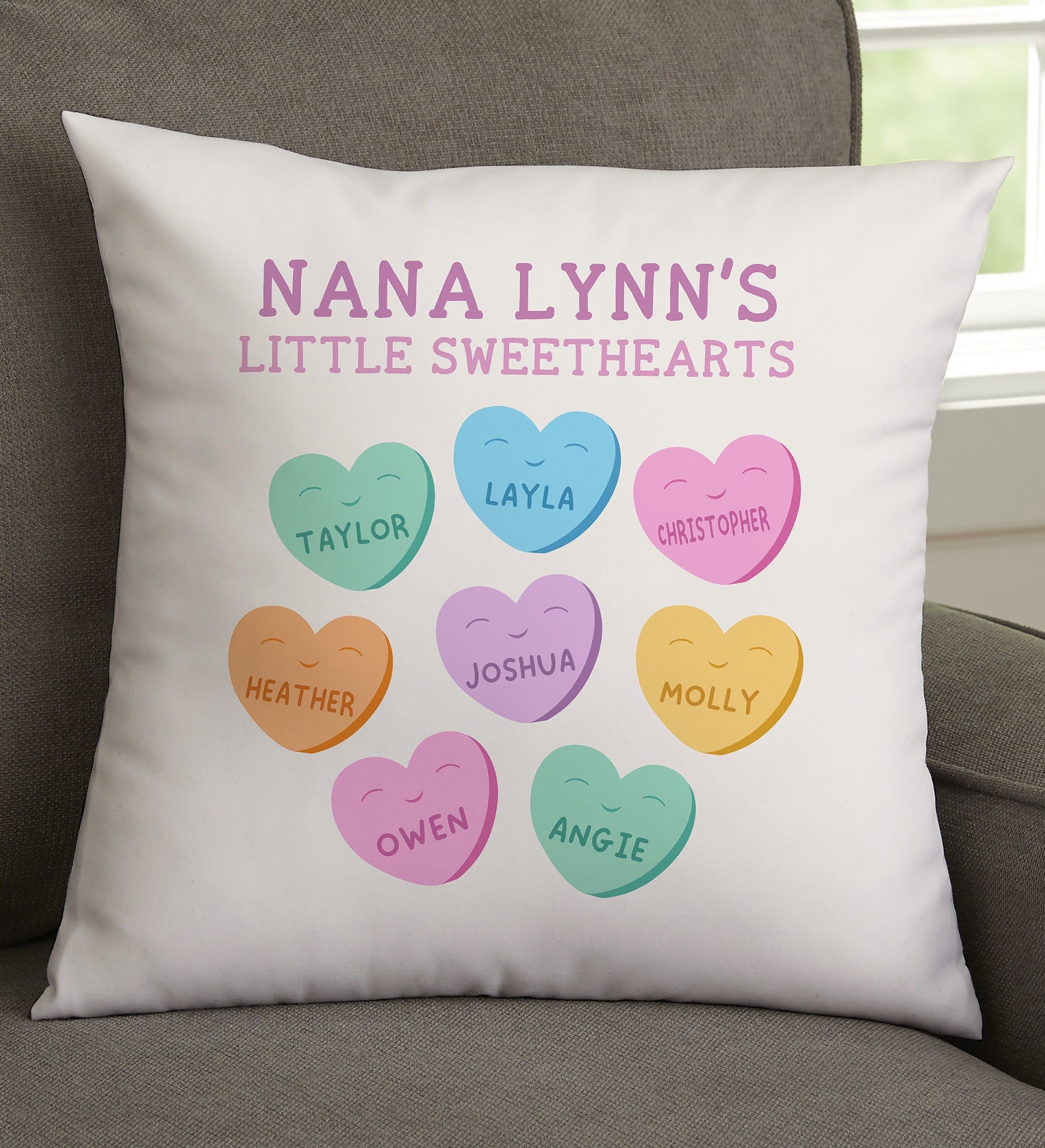 Her Little Sweethearts Personalized Throw Pillow