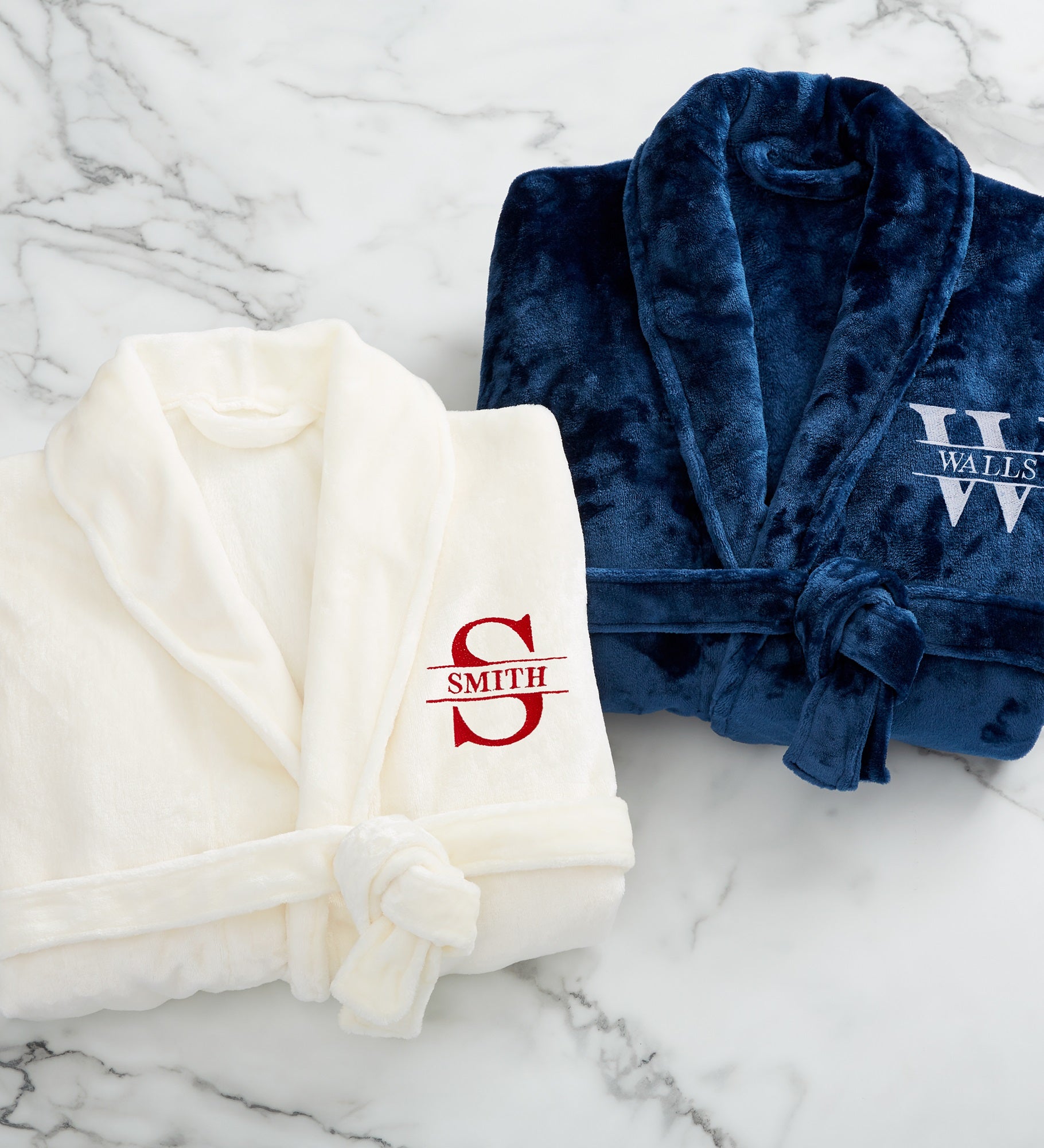 Lavish Last Name Embroidered Fleece Robes
