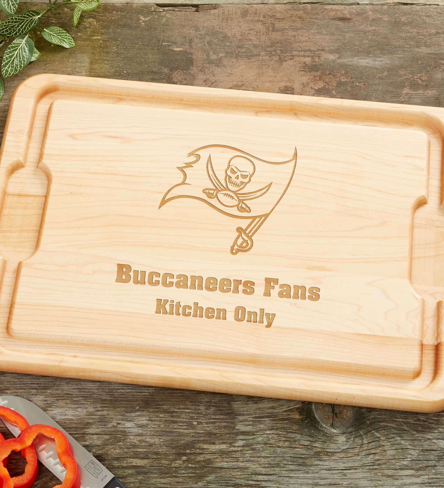 NFL Tampa Bay Buccaneers Personalized Hardwood Cutting Board