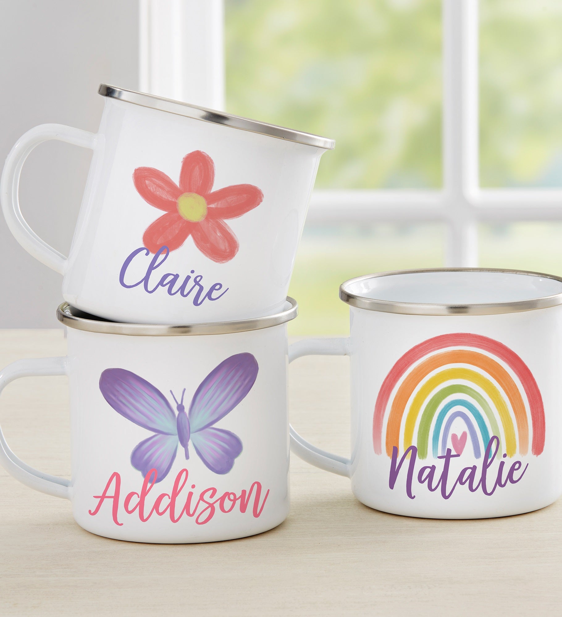 Watercolor Brights Personalized Kids Enamel Mug