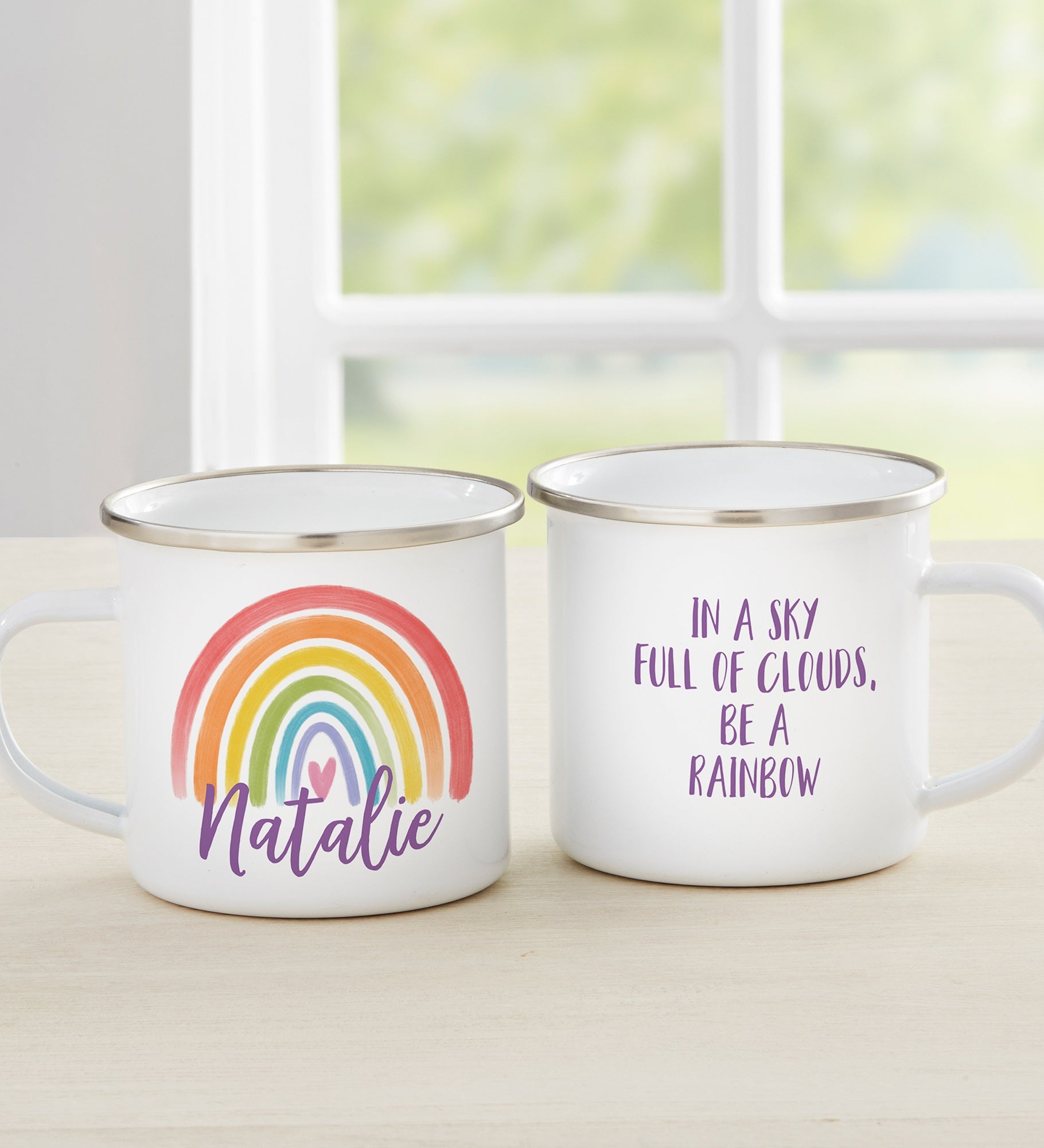 Watercolor Brights Personalized Kids Enamel Mug
