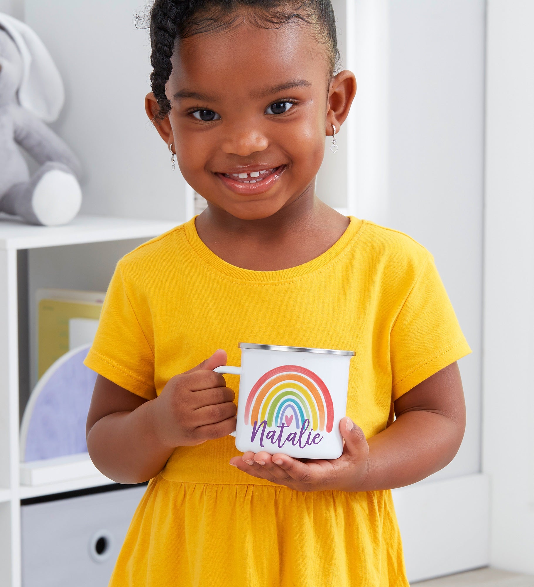 Watercolor Brights Personalized Kids Enamel Mug