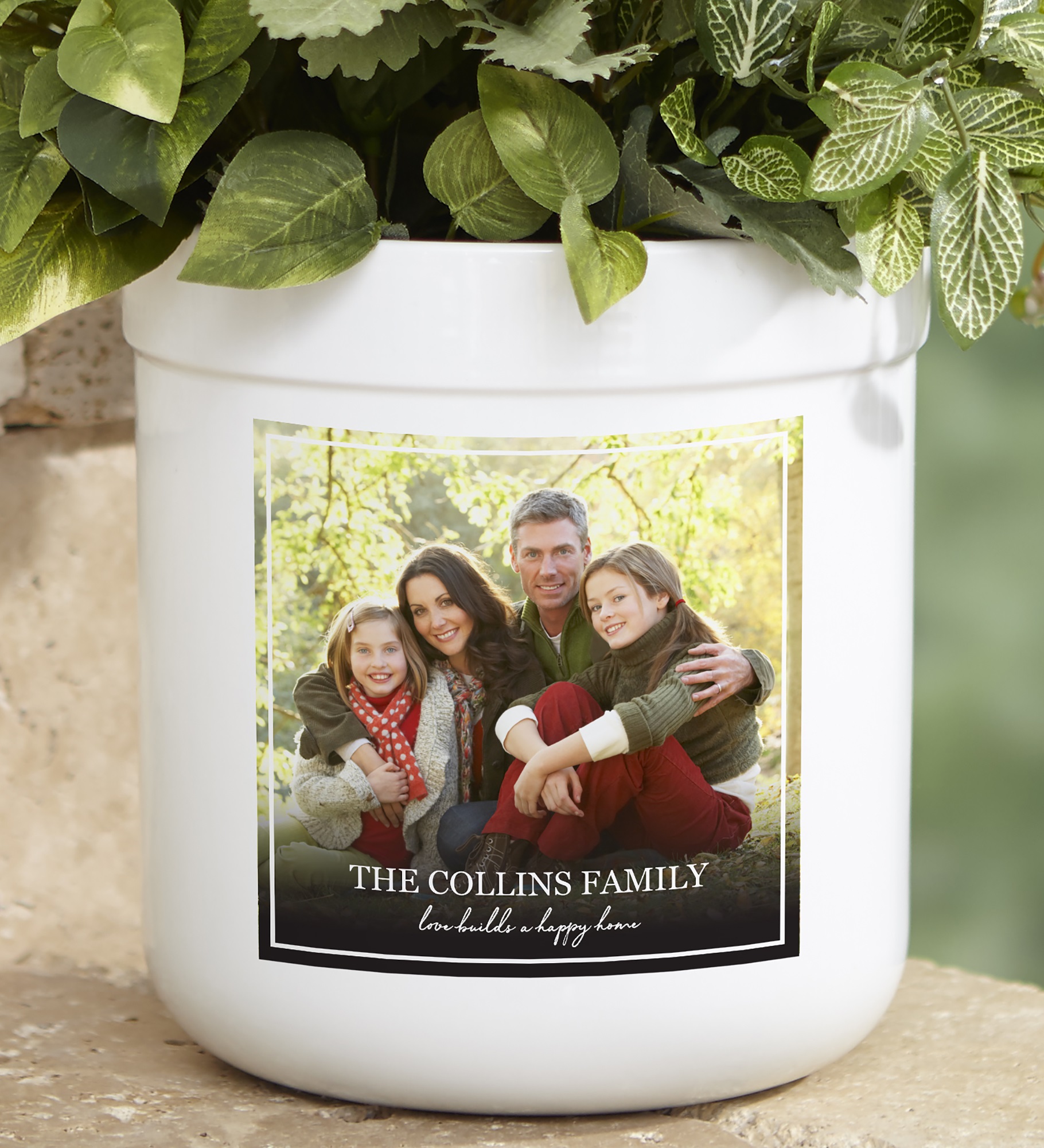 Photo & Message For Family Personalized Outdoor Flower Pot