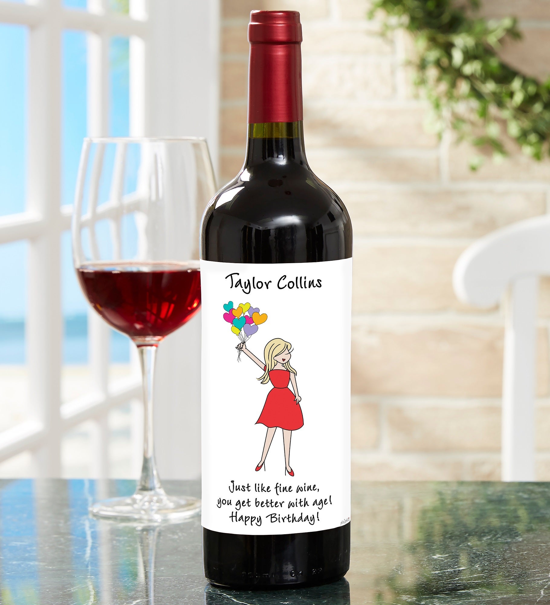Birthday Balloons philoSophie's® Personalized Wine Label