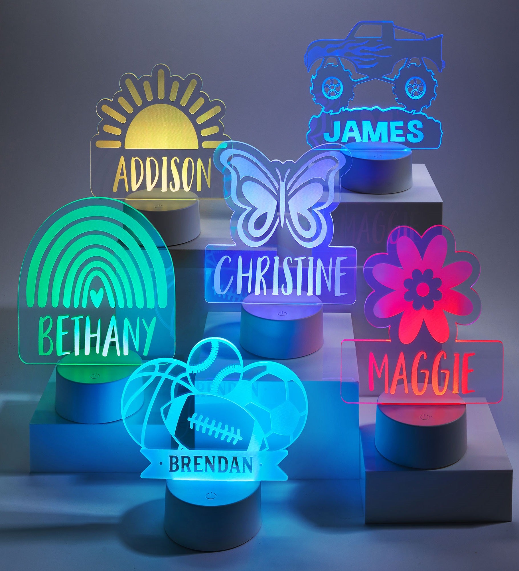 Watercolor Brights Personalized LED Sign