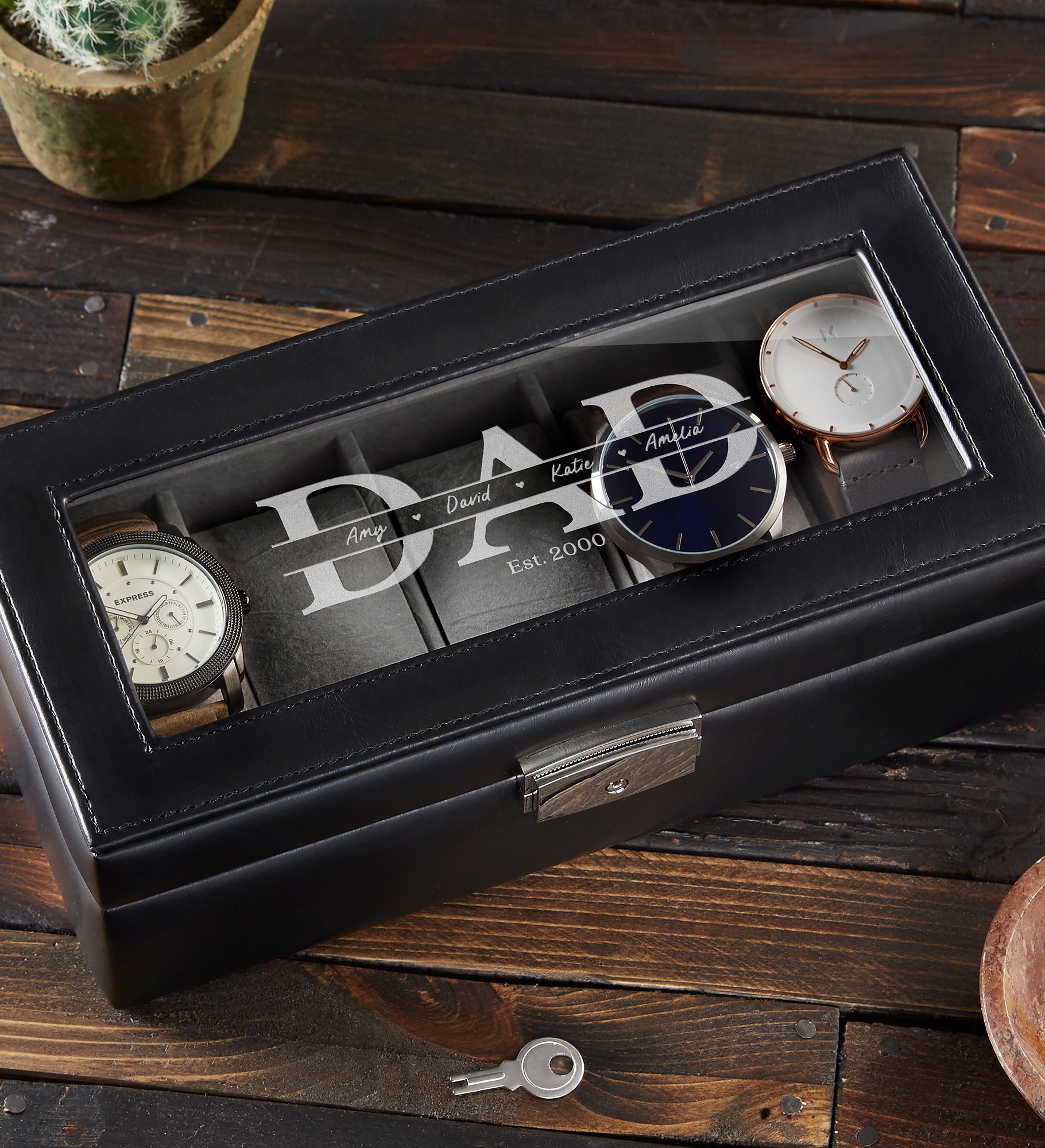 Our Dad Personalized Vegan Leather Watch Box