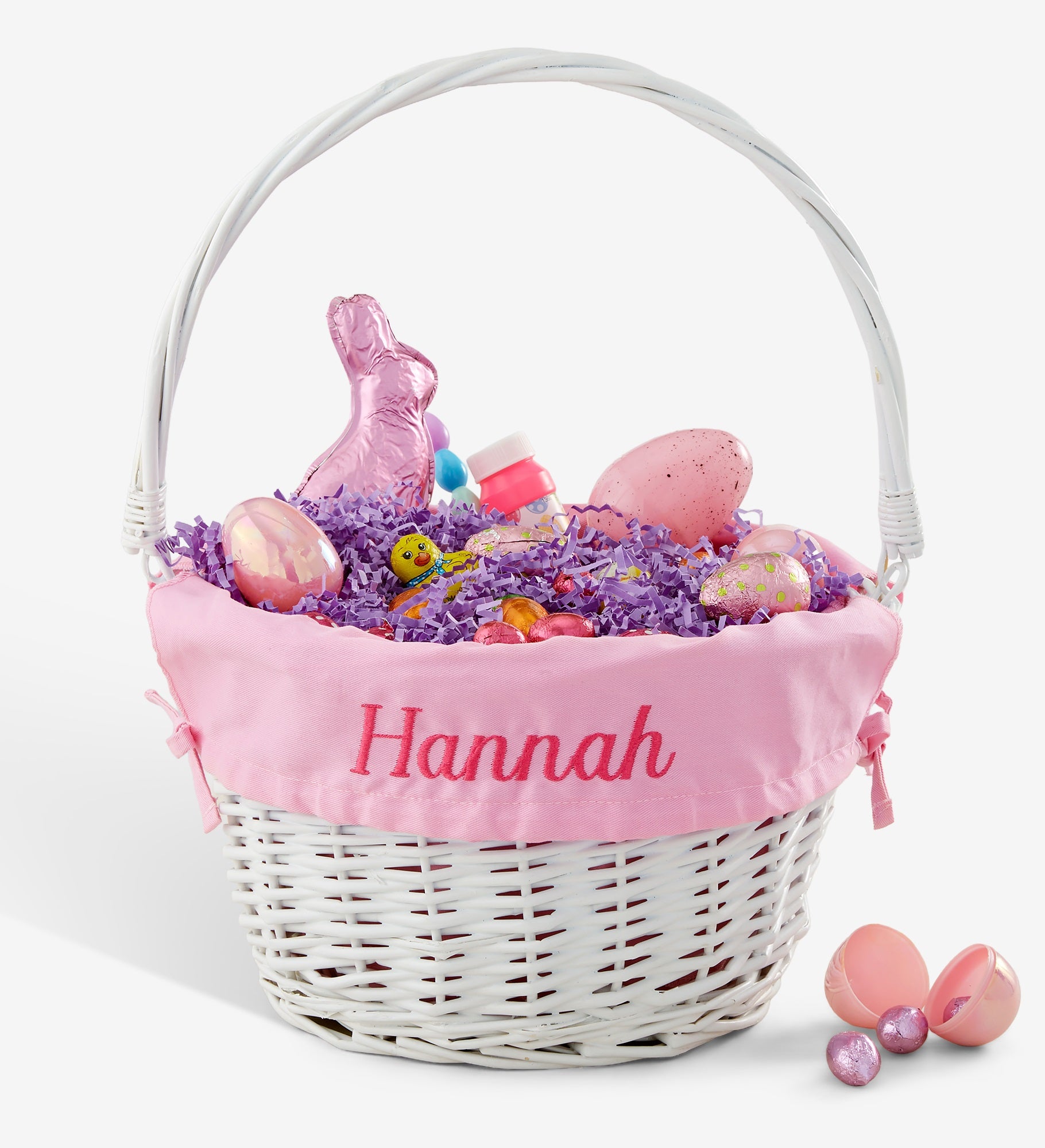 Personalized White Easter Basket With Drop-Down Handle