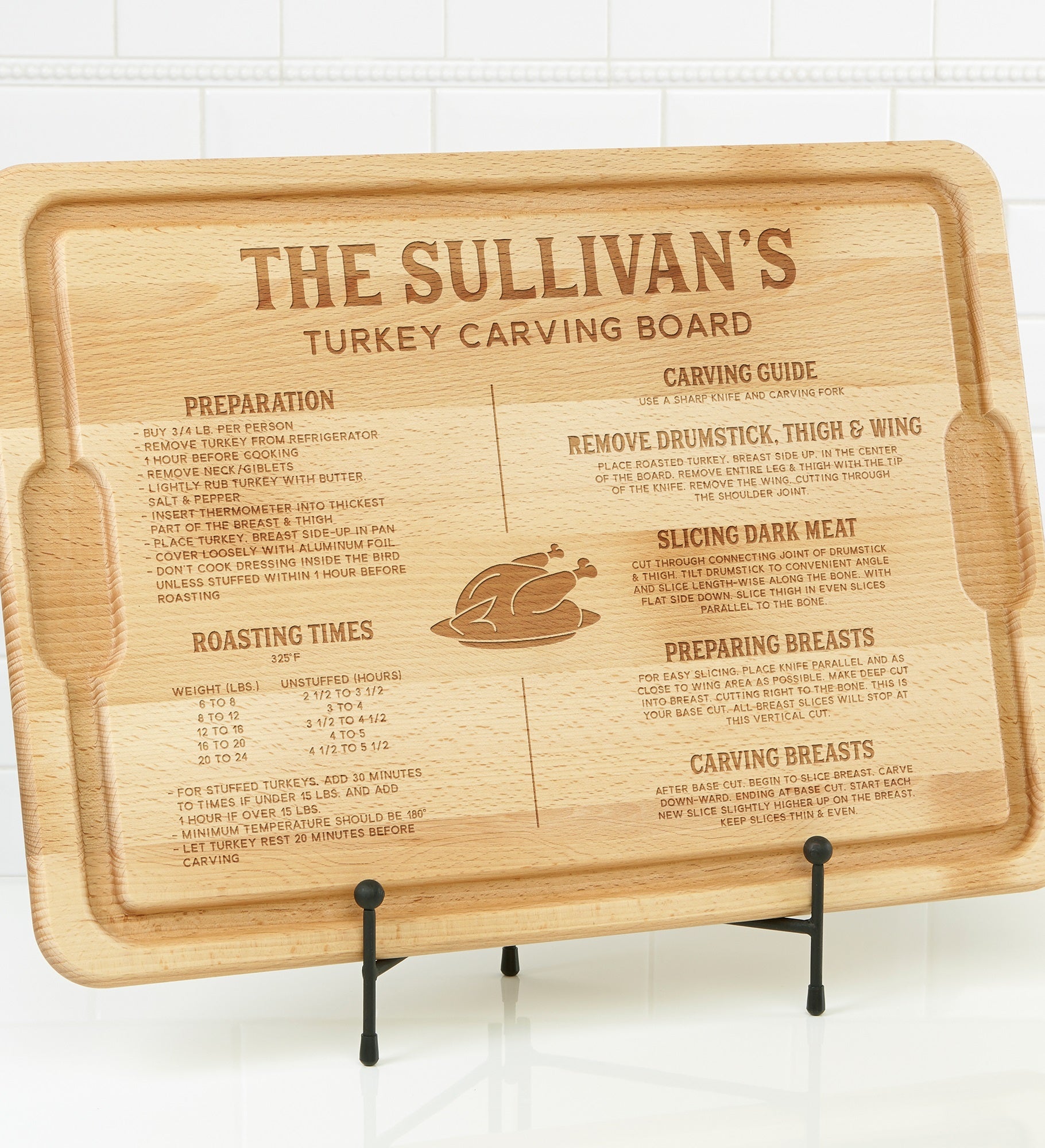 Turkey Carving Personalized Hardwood Cutting Board