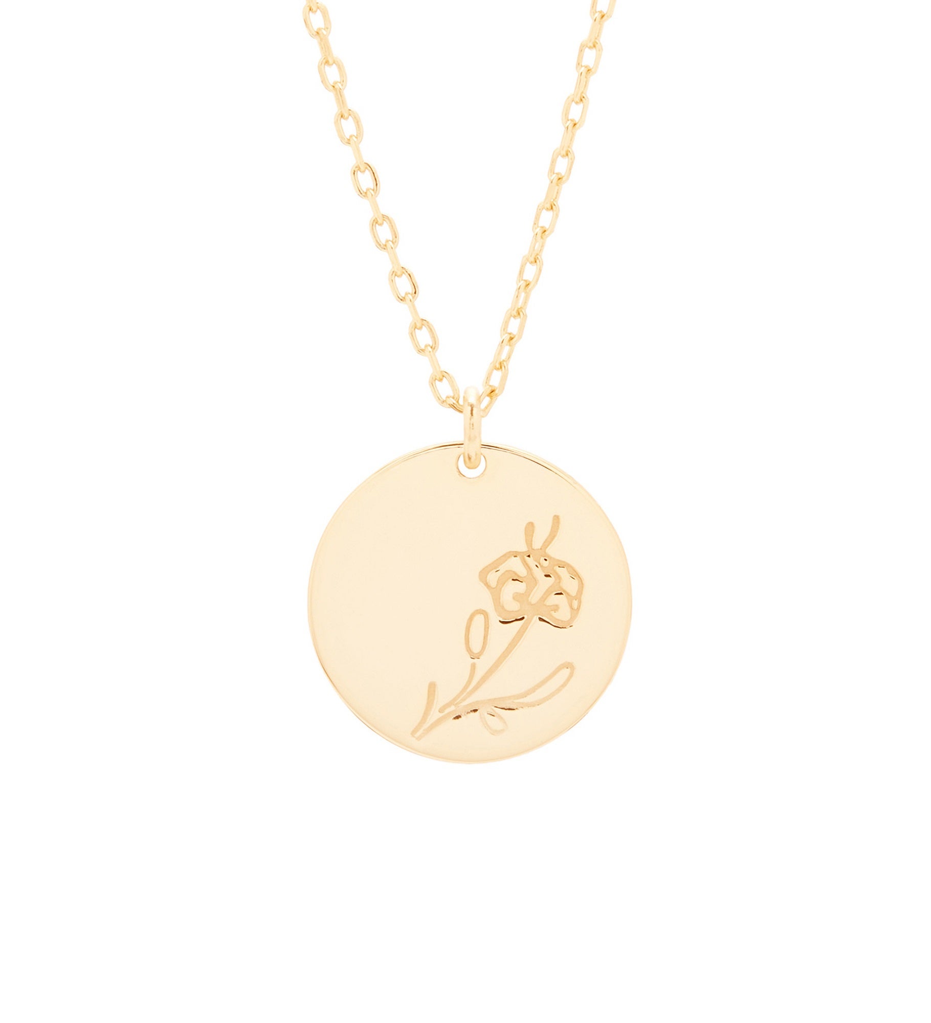 February Birth Flower Violet Gold Pendant
