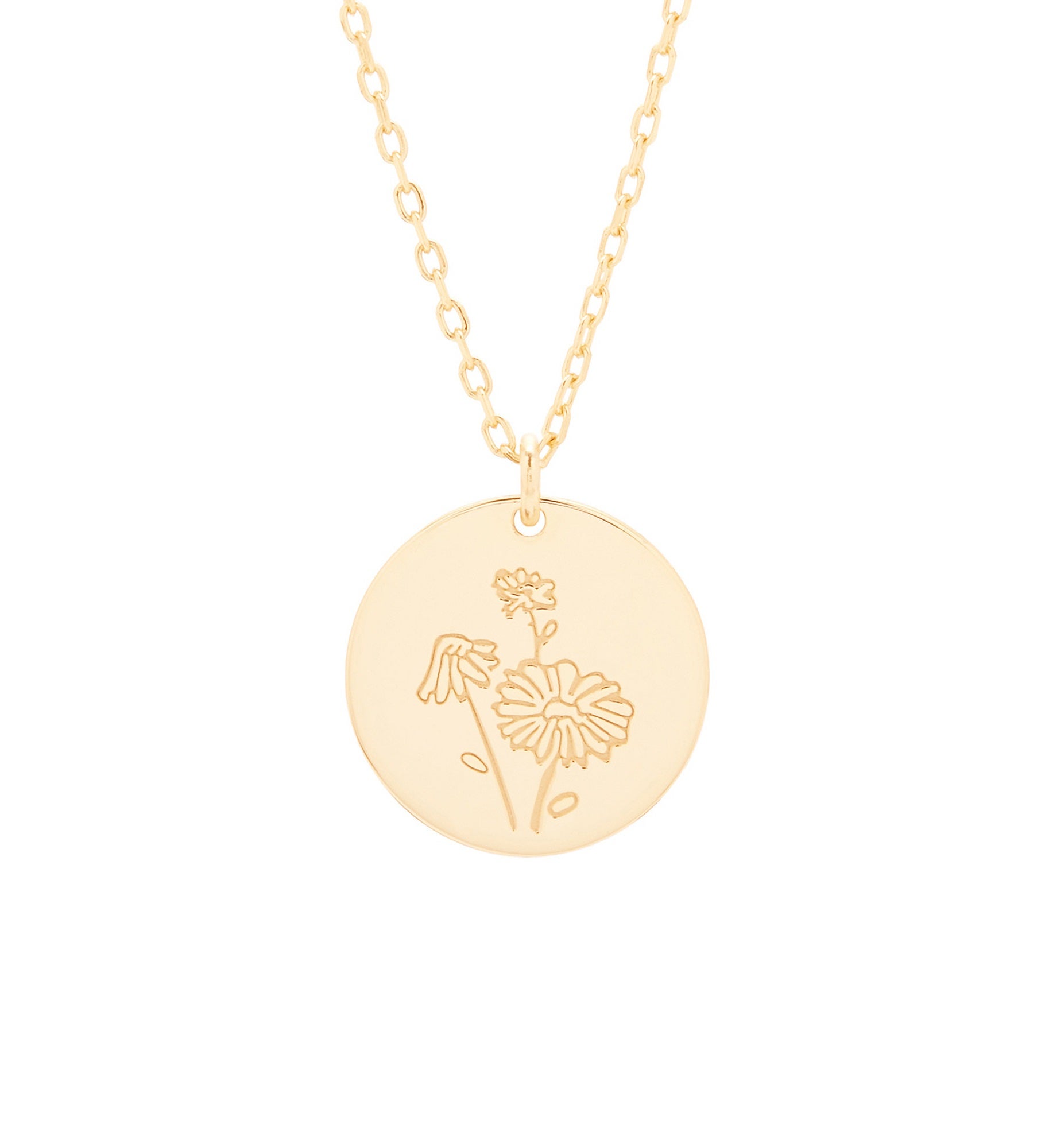April Birth Flower Daisy Gold Pendant
