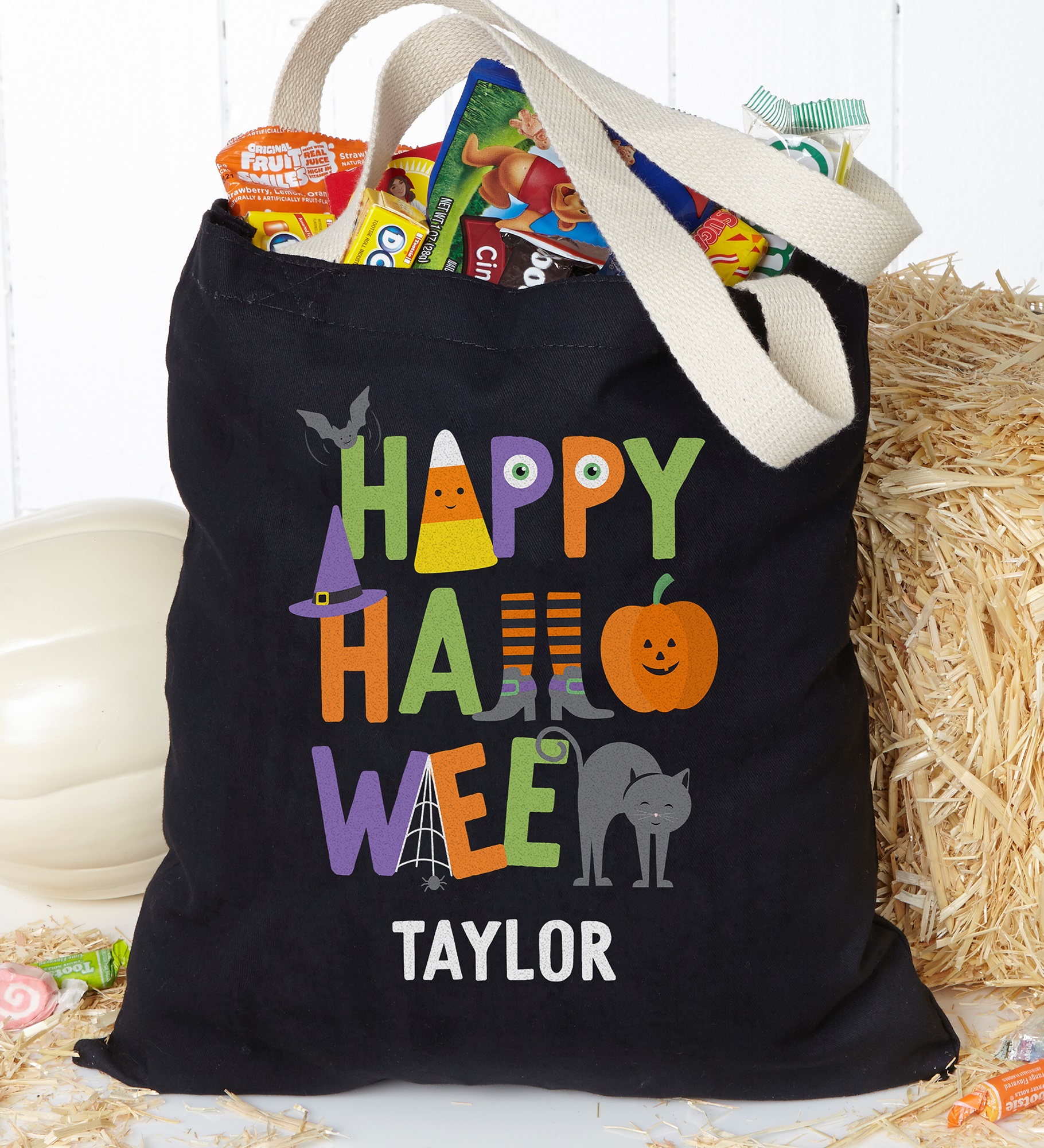 Trick or Treat Icons Personalized Halloween Treat Bag