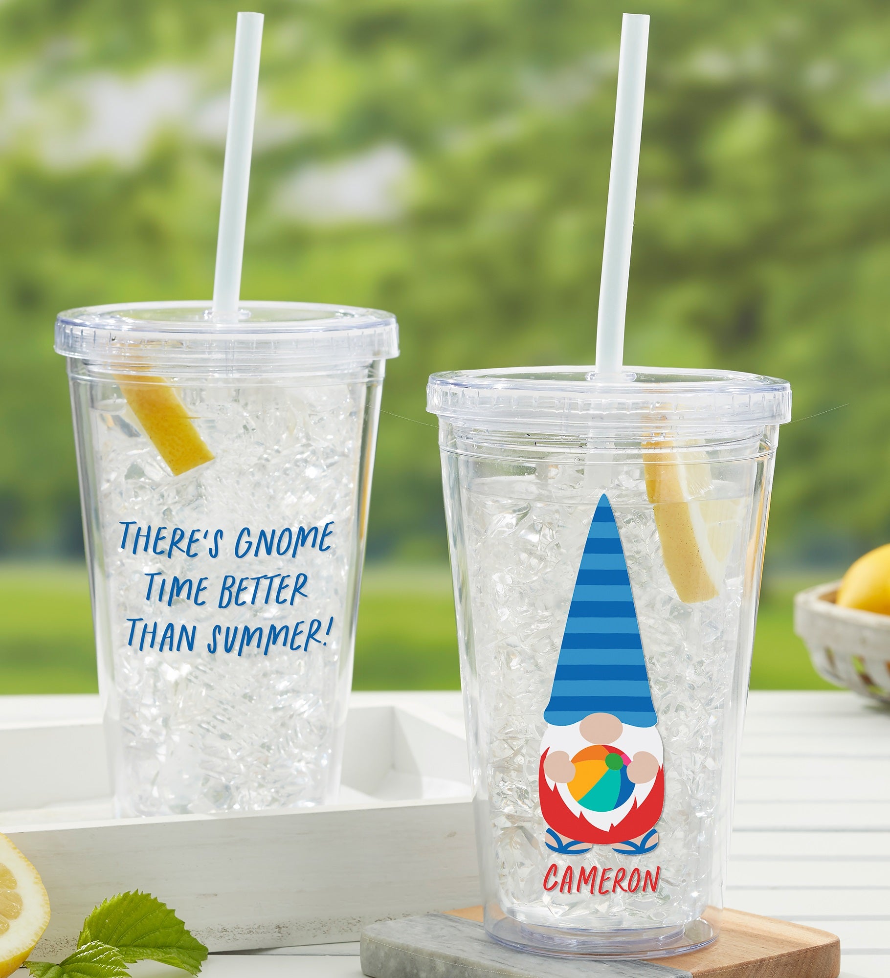 Summer Gnomes Personalized 17 oz. Acrylic Insulated Tumbler