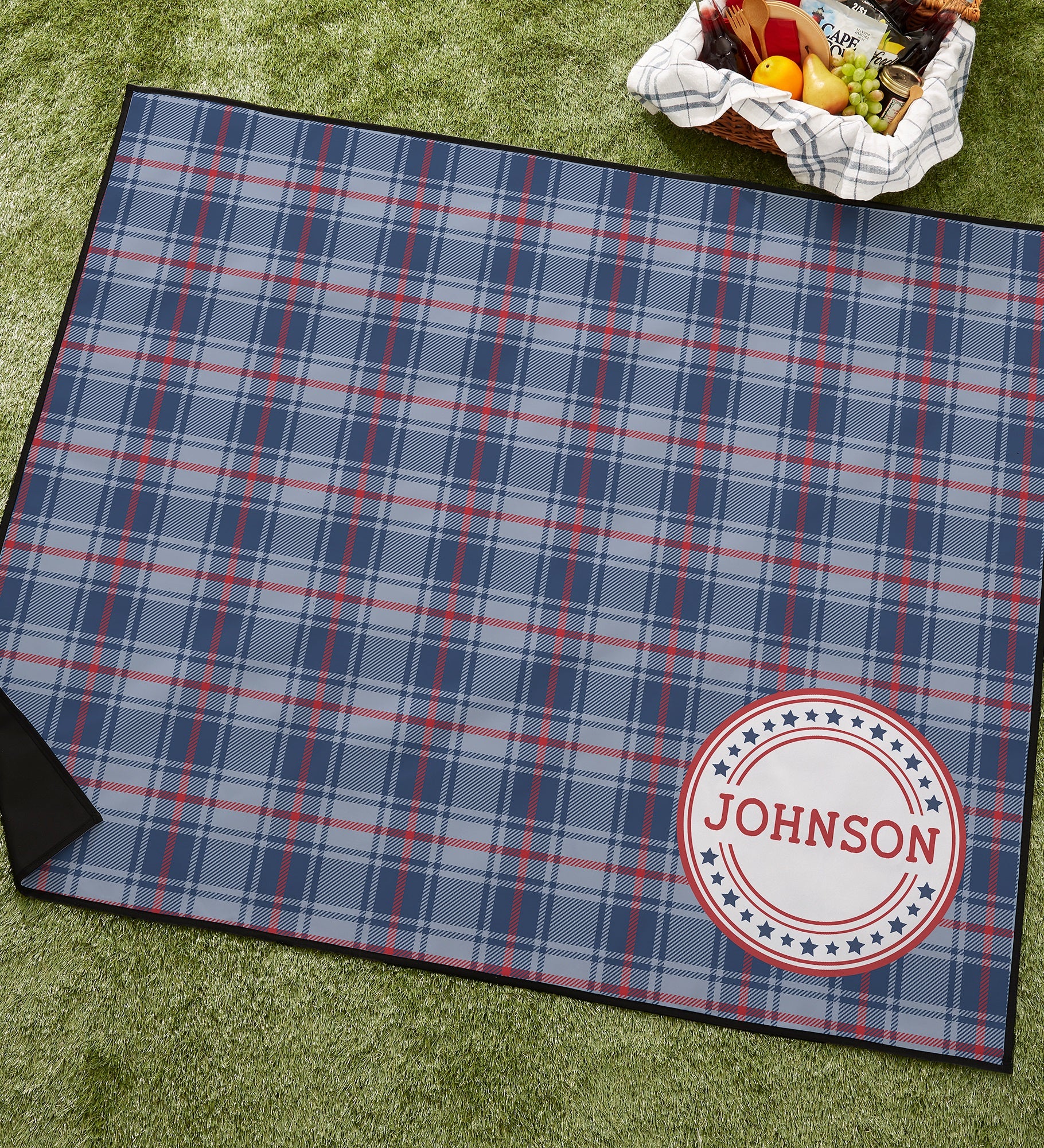 Patriotic Plaid Personalized Picnic Blanket