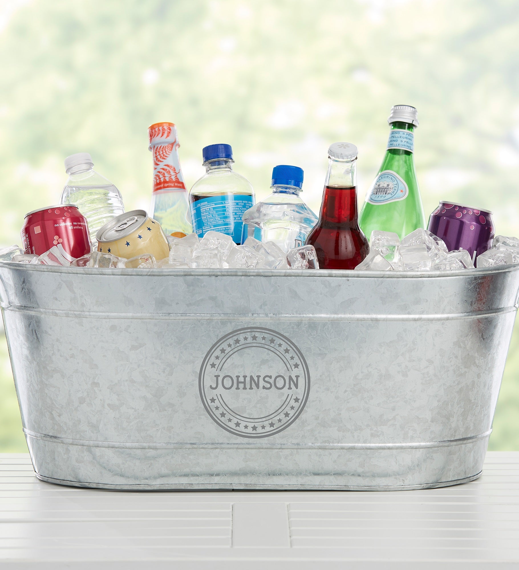 Patriotic Plaid Personalized Galvanized Beverage Tub