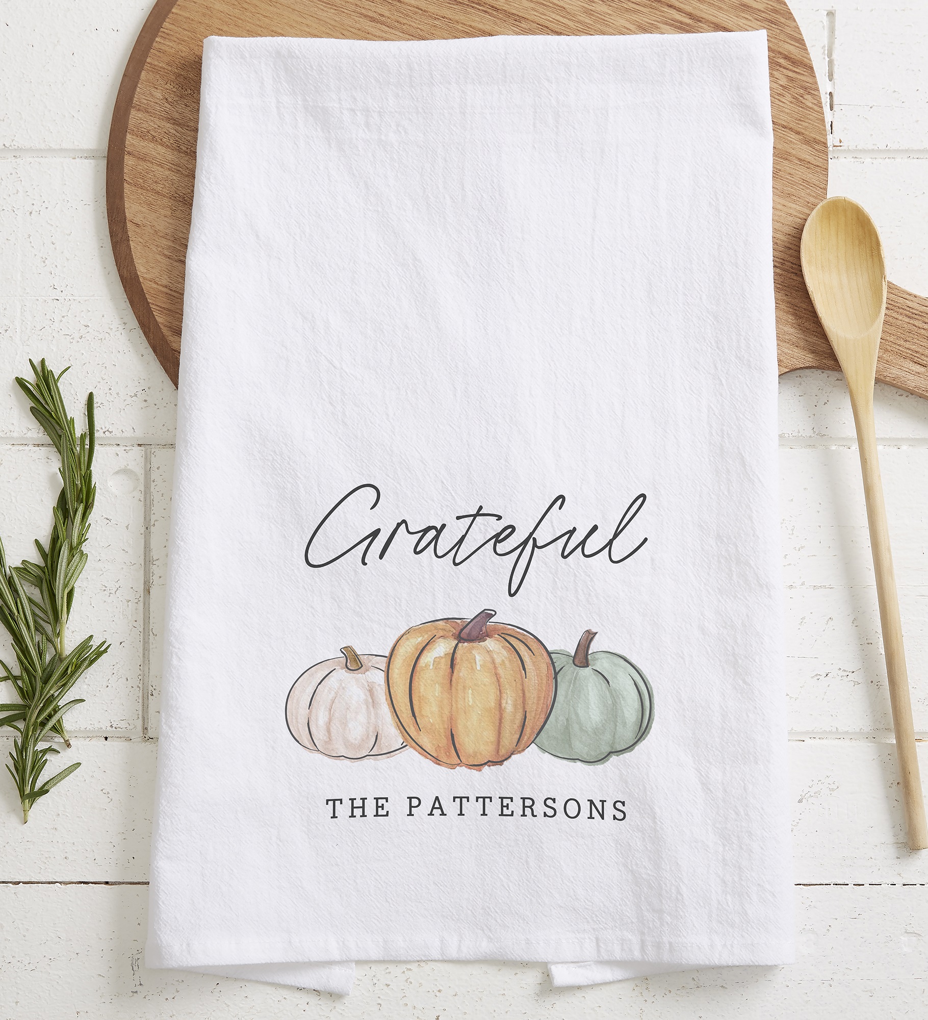 Fall Family Pumpkins Personalized Flour Sack Towel