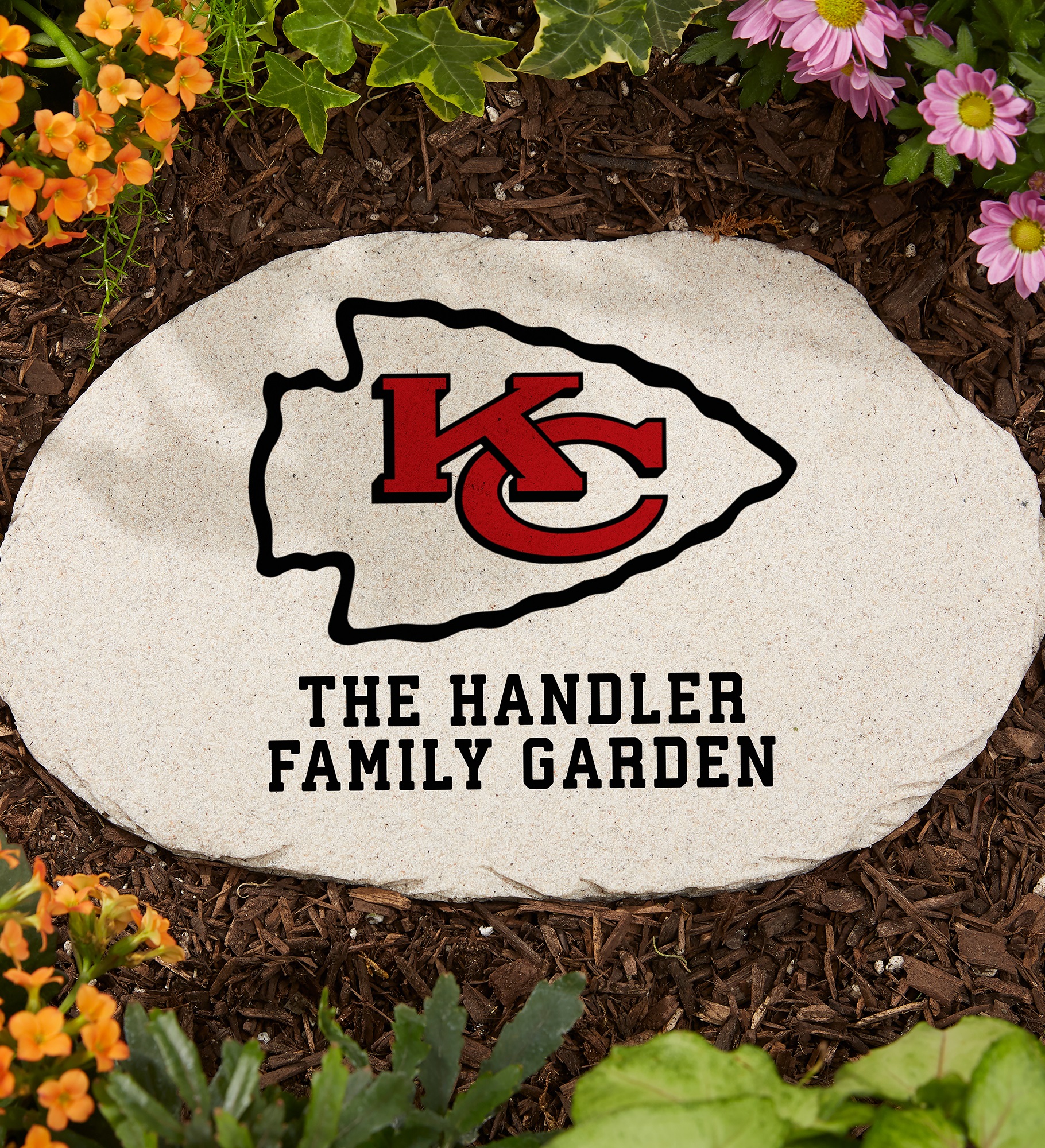 NFL Kansas City Chiefs Personalized Round Garden Stone