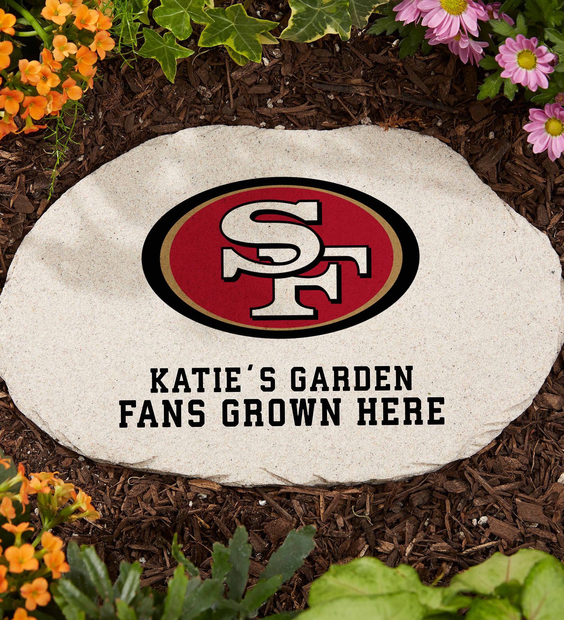 NFL San Francisco 49ers Personalized Round Garden Stone