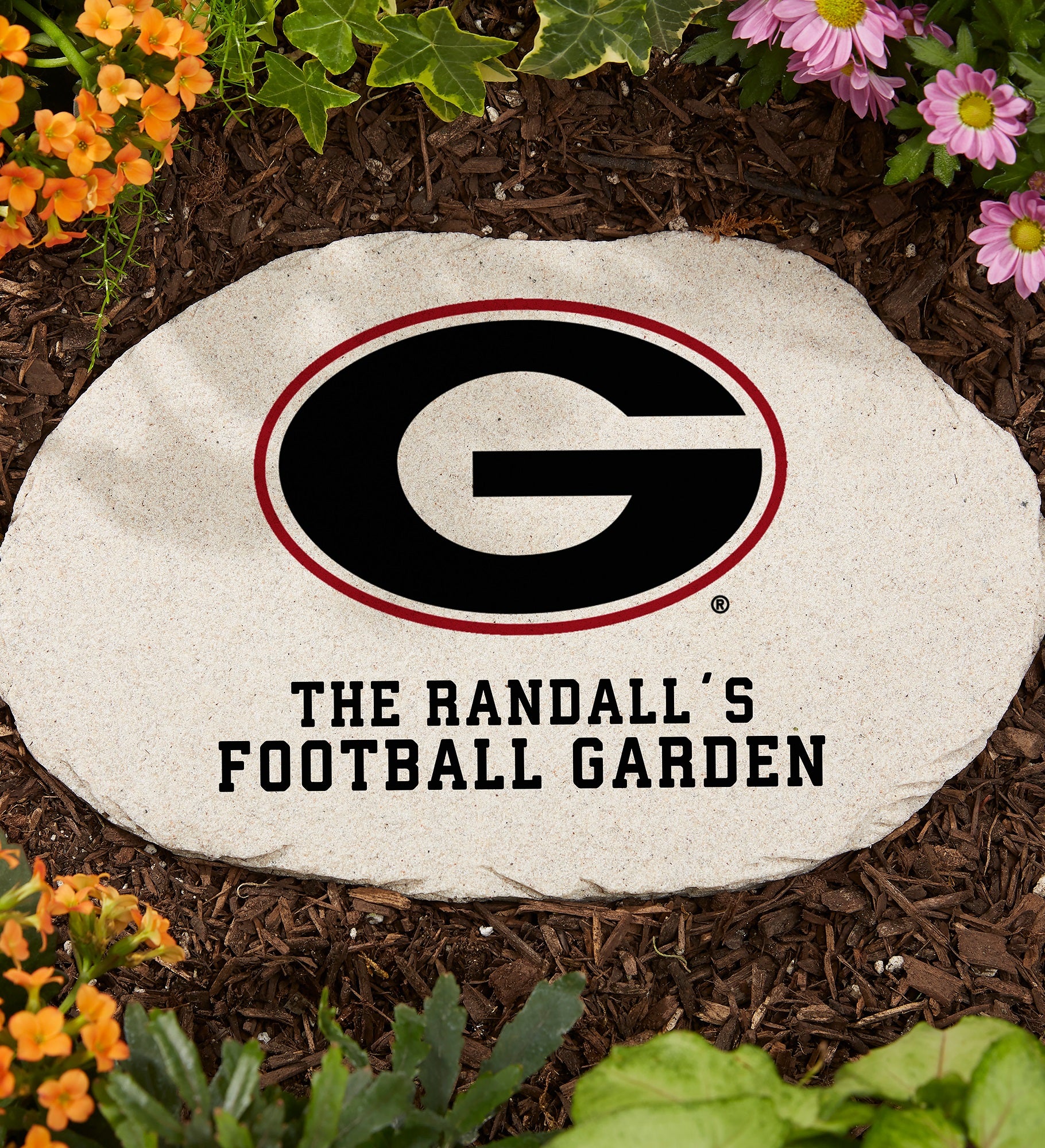 NCAA Georgia Bulldogs Personalized Round Garden Stone