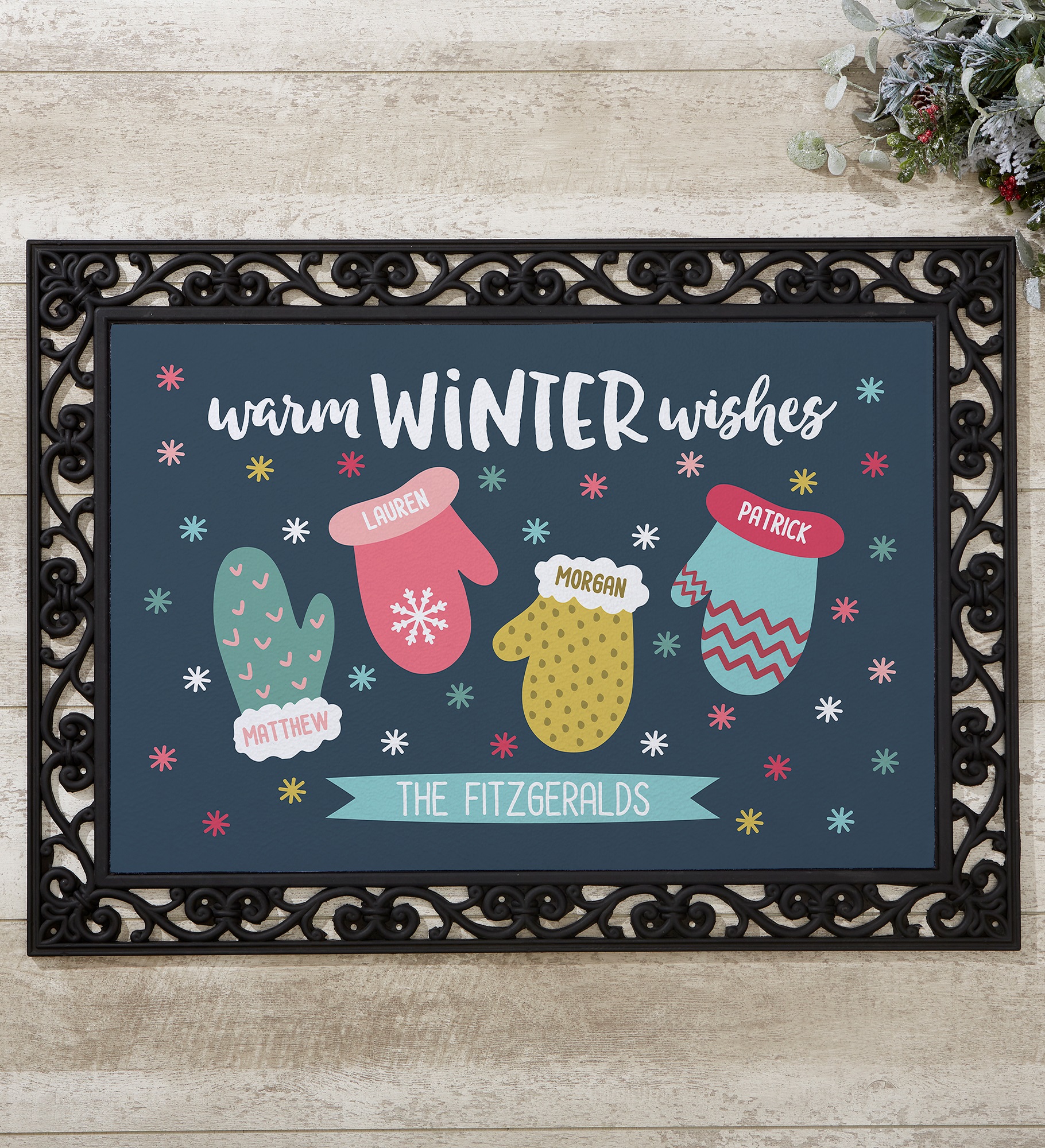 Warm Winter Wishes Personalized Doormats