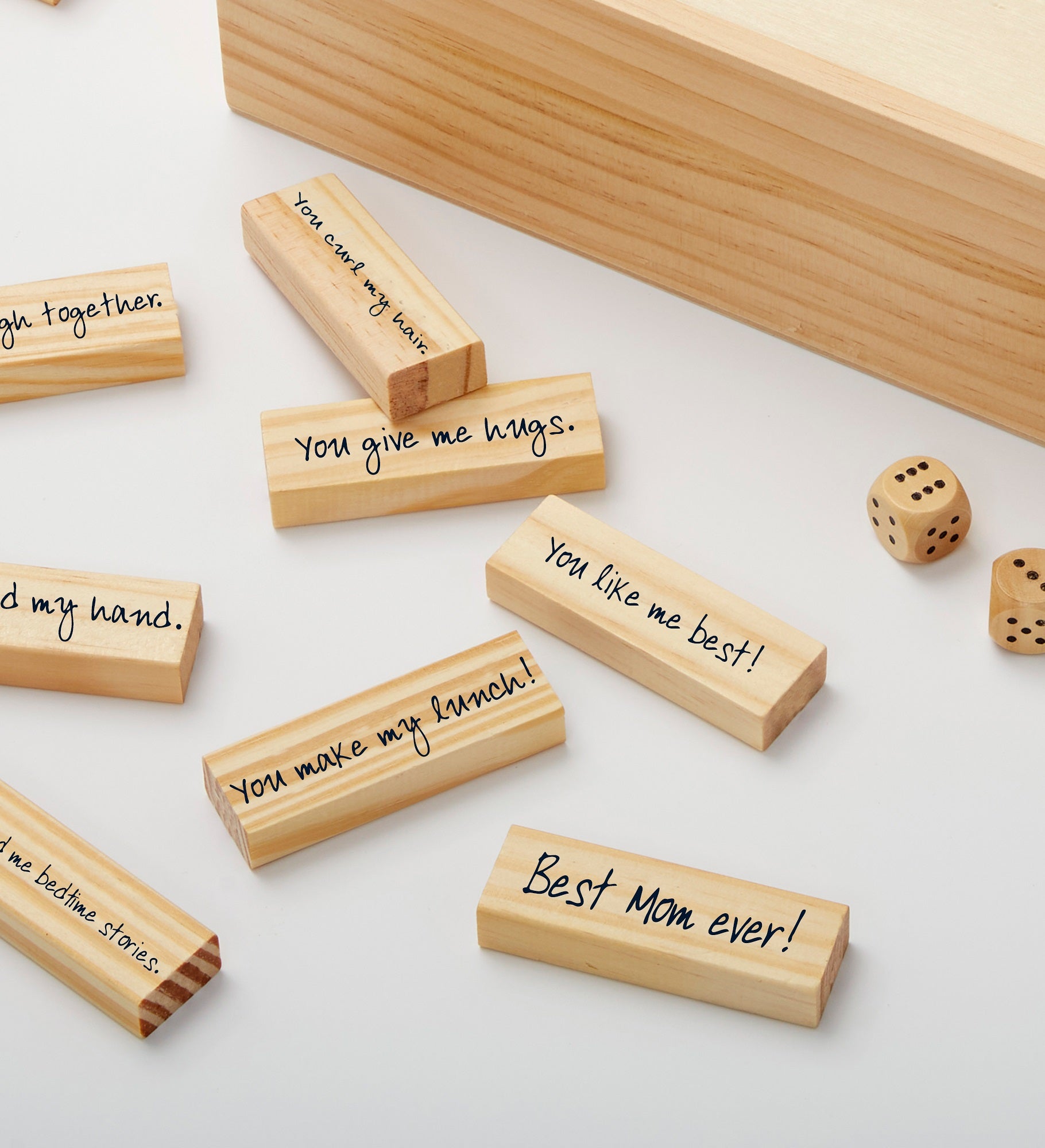 Mom Pieces Our Family Together Personalized Jumbling Tower Game with Wood Case