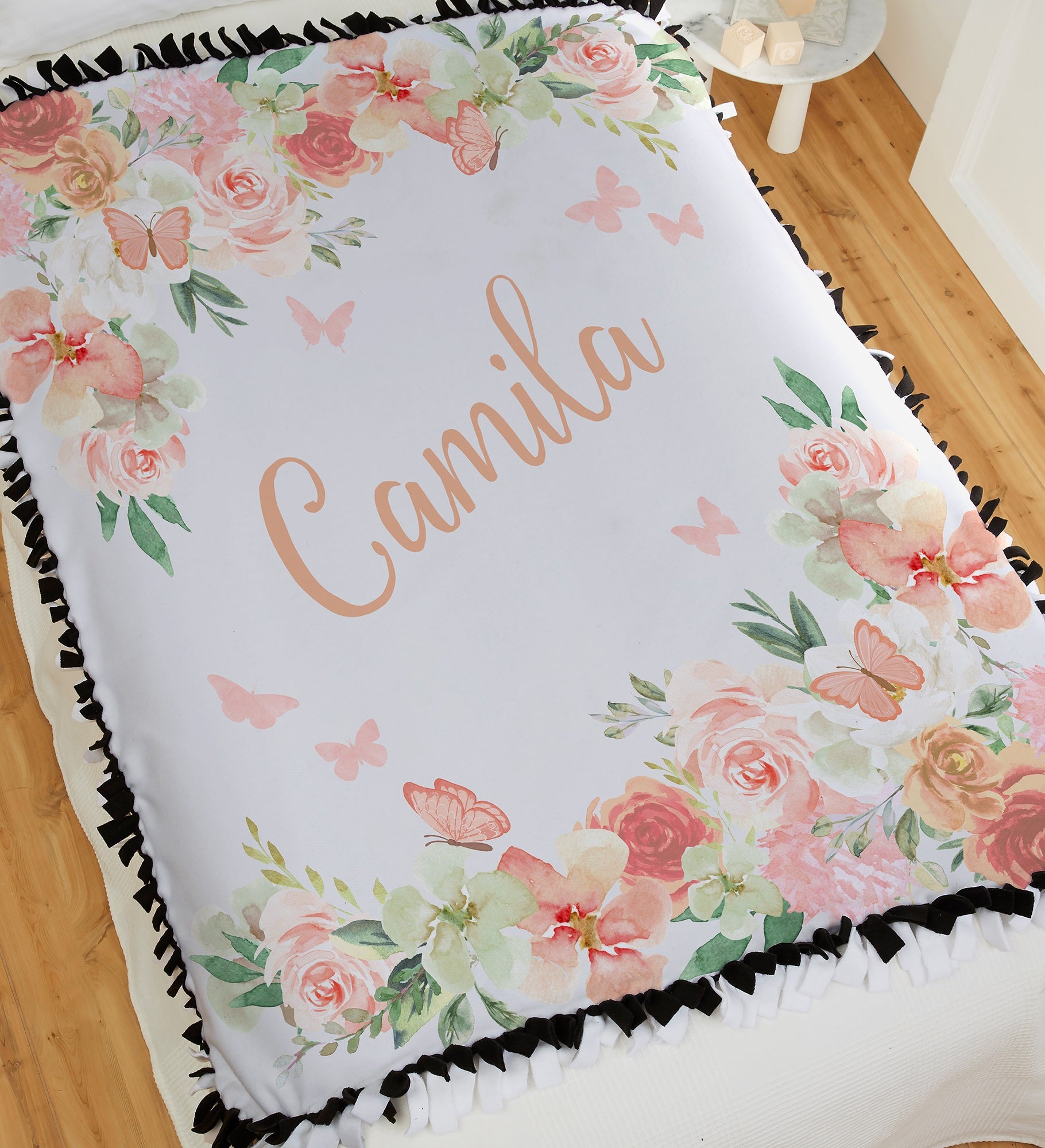 Butterfly Kisses Baby Girl Personalized Blanket