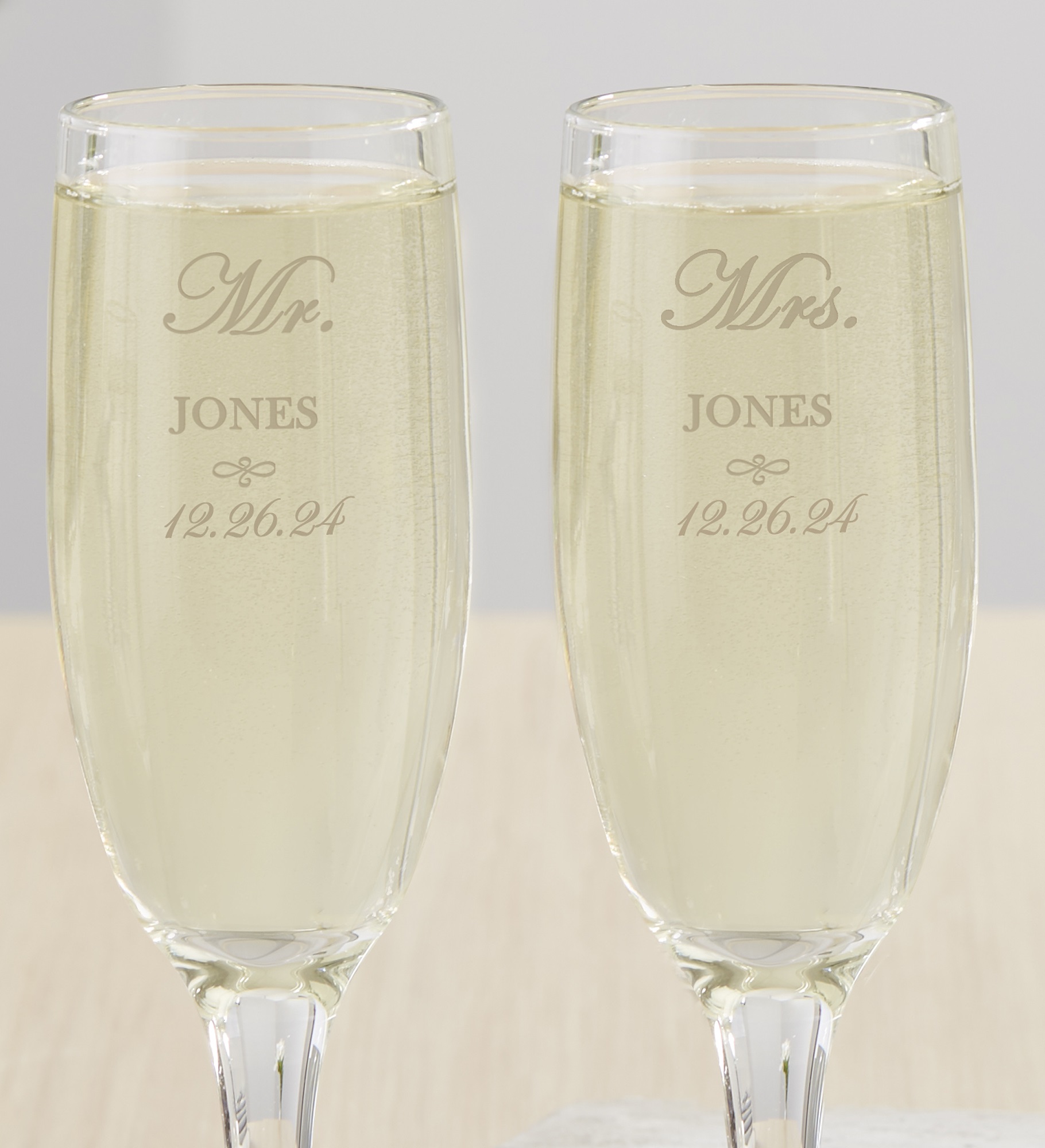 Mr. and Mrs. Collection Personalized Champagne Flute Set 