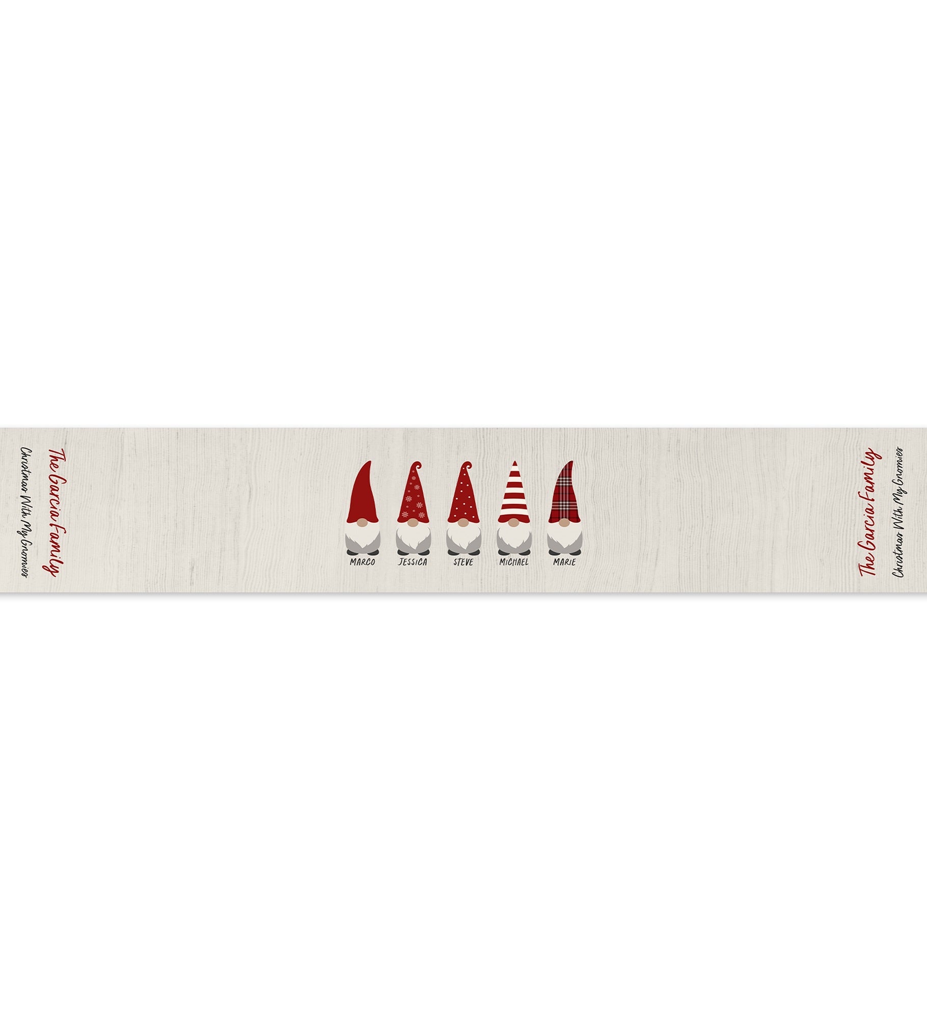 Christmas Gnome Family Personalized Table Runner