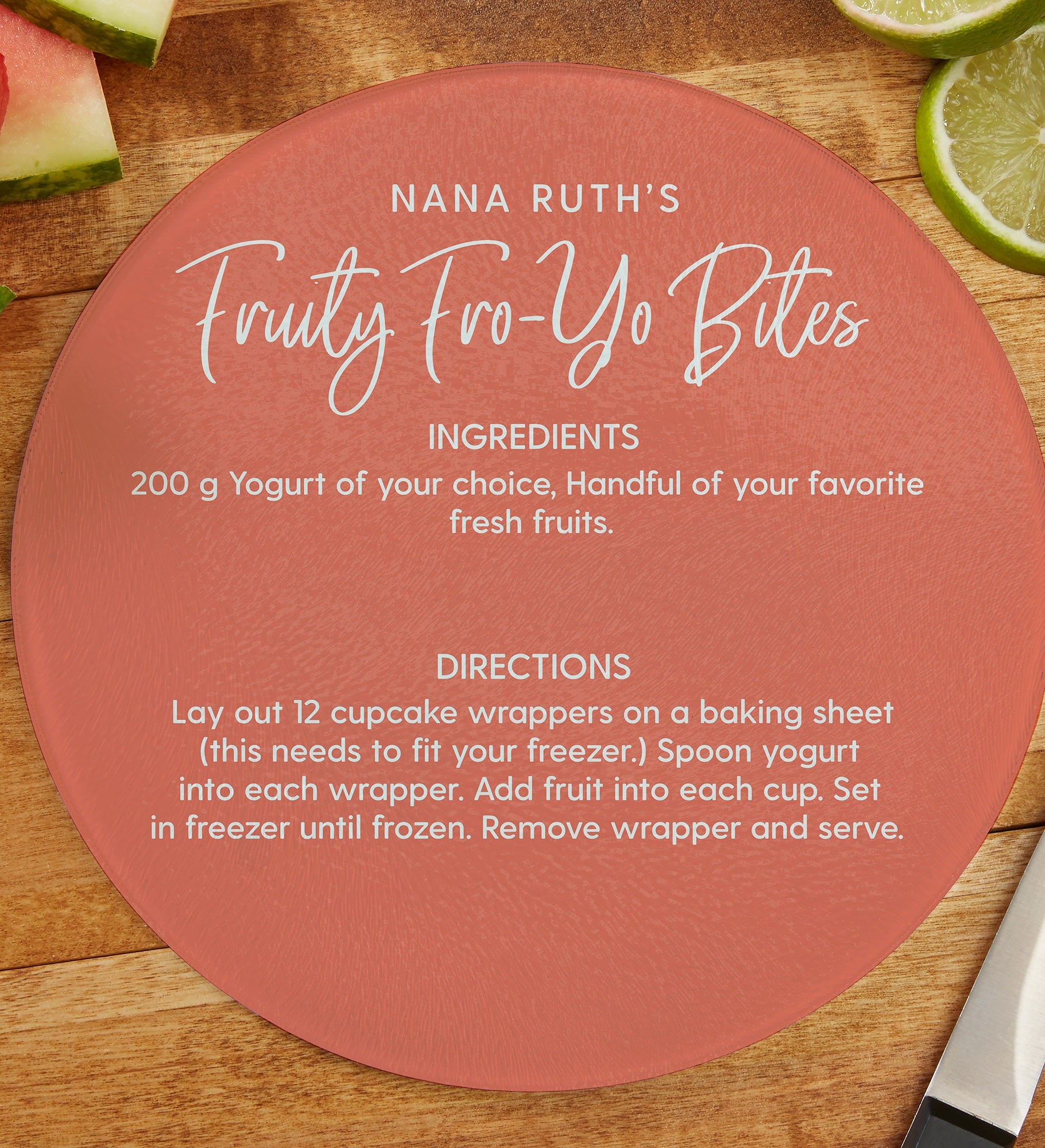 Favorite Family Recipe Personalized Round Glass Cutting Boards