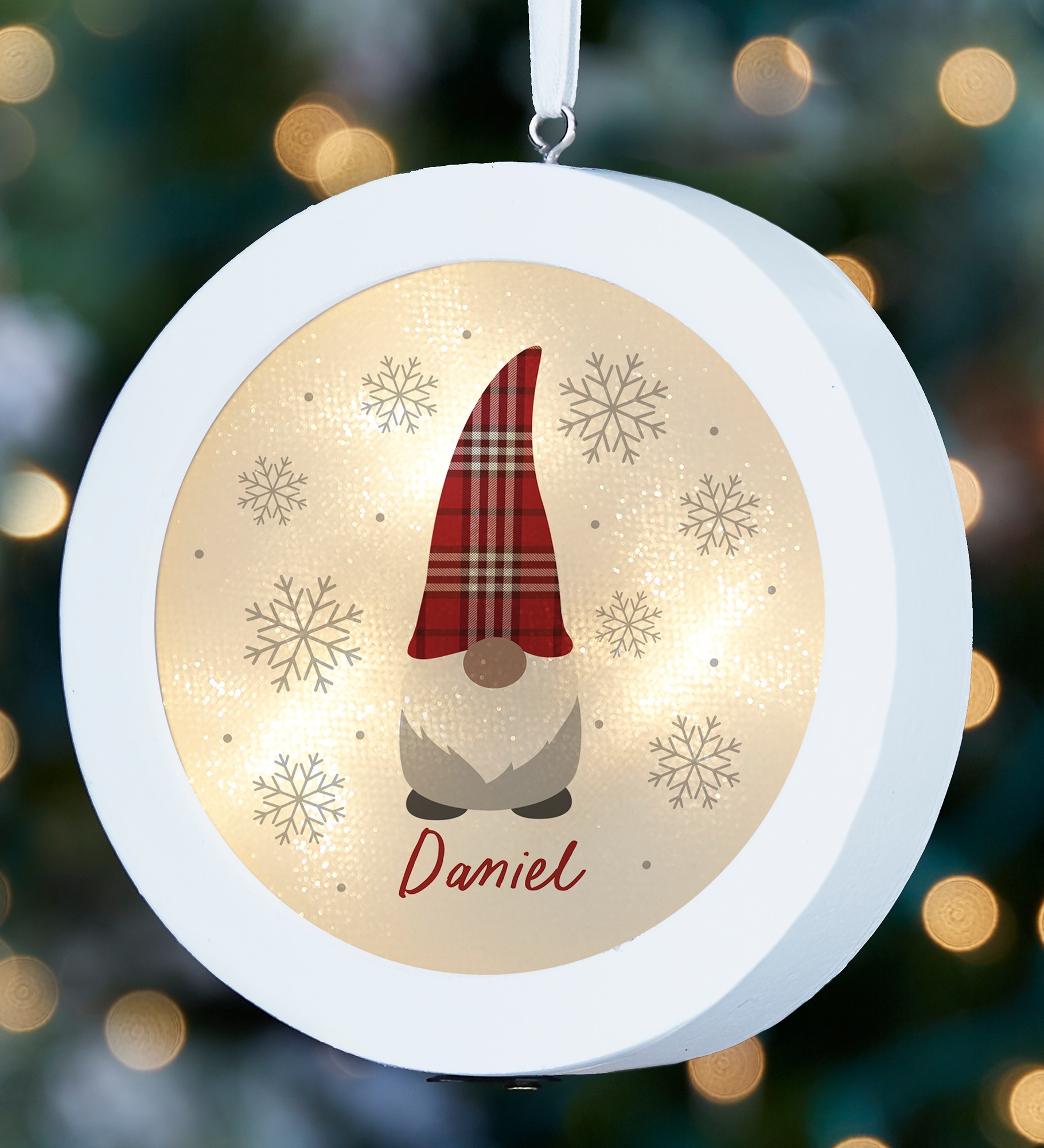Christmas Gnome Personalized LED Light Ornament