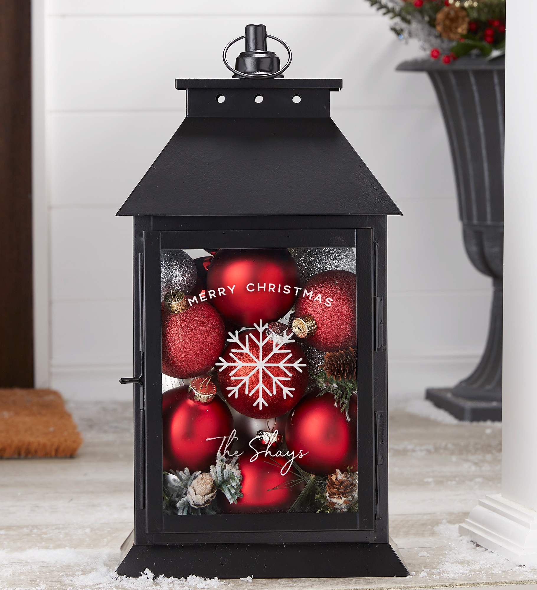 Christmas Plaid Personalized Decorative Candle Lantern