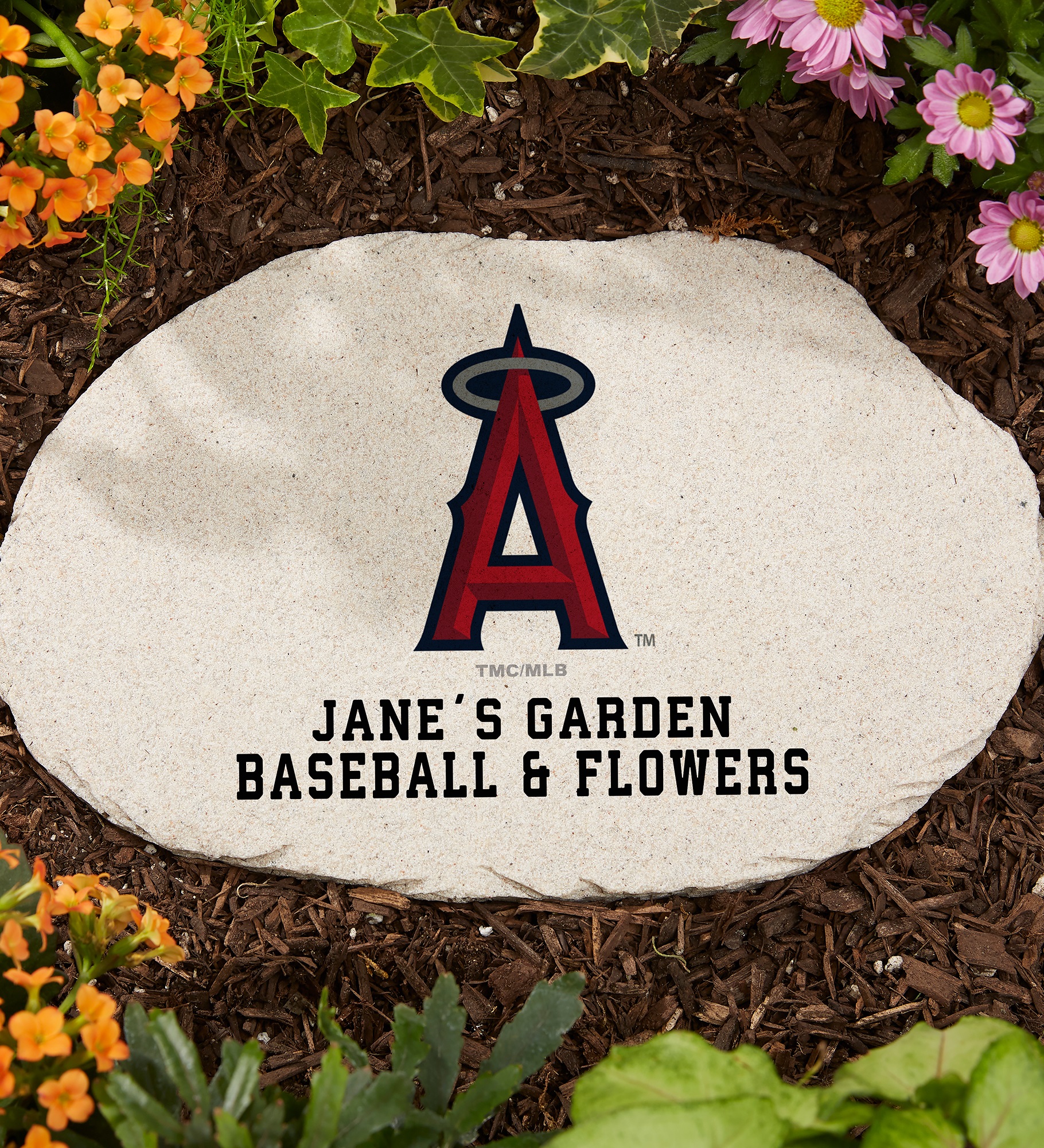 MLB Los Angeles Angels Personalized Round Garden Stone