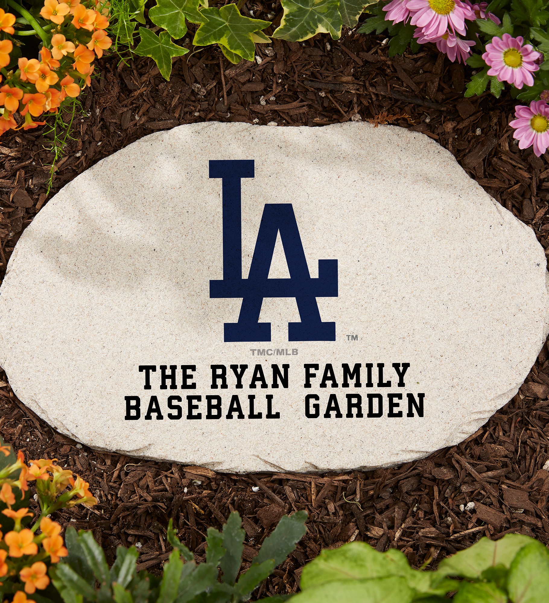 MLB Los Angeles Dodgers Personalized Round Garden Stone