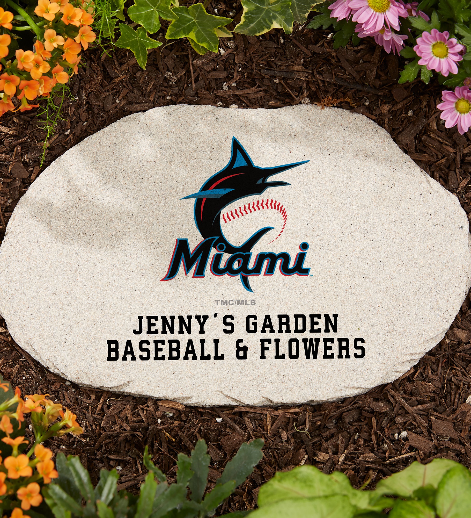 MLB Miami Marlins Personalized Round Garden Stone