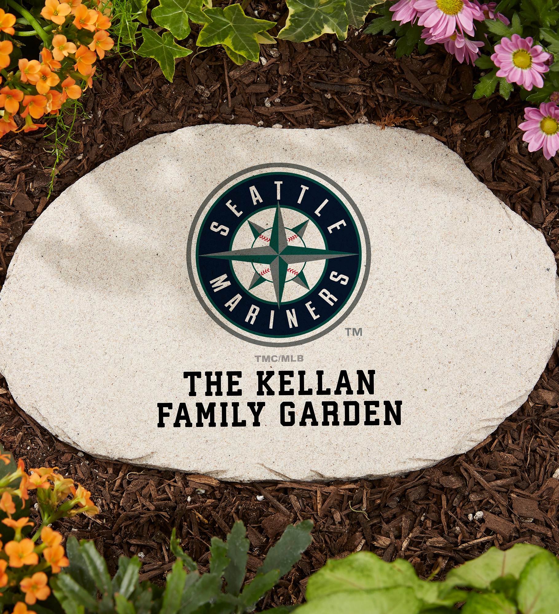 MLB Seattle Mariners Personalized Round Garden Stone