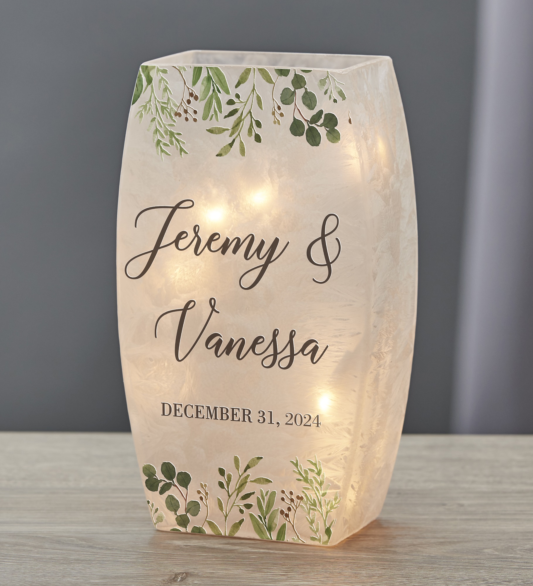 Laurels of Love Personalized Wedding Frosted Shelf Décor 