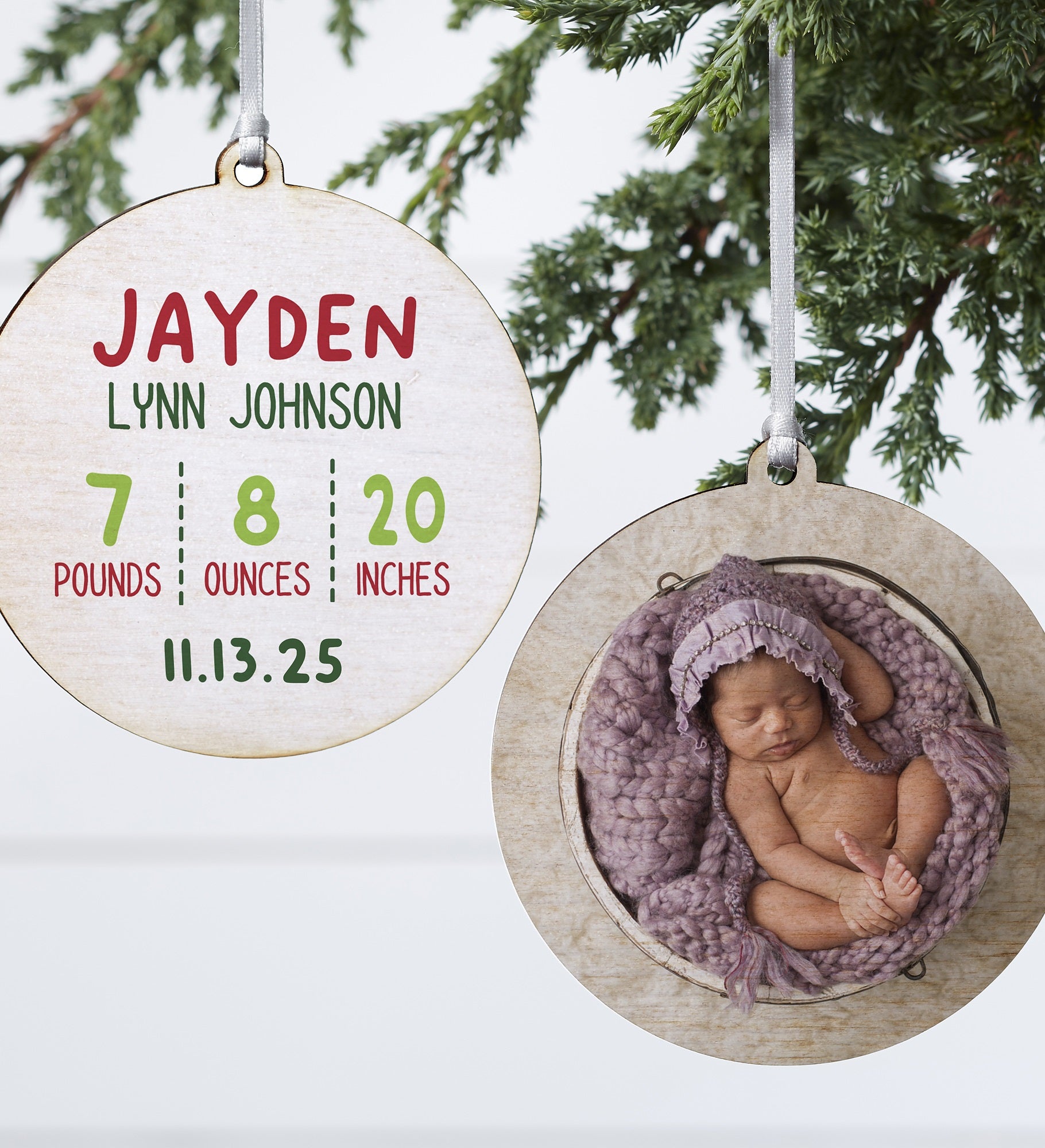 Newly Loved Baby Info Personalized Christmas Ornament