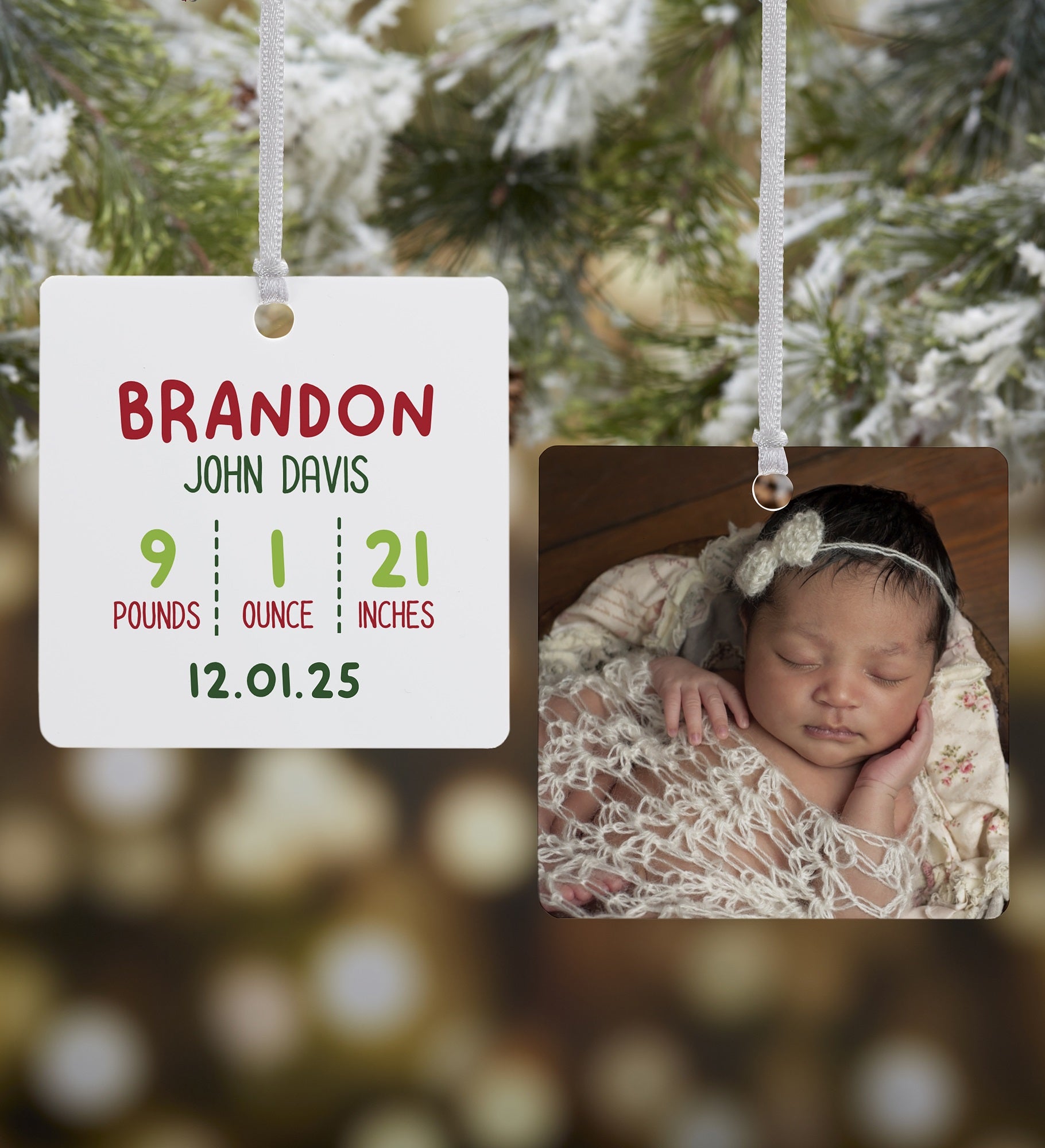 Newly Loved Baby Info Personalized Christmas Ornament