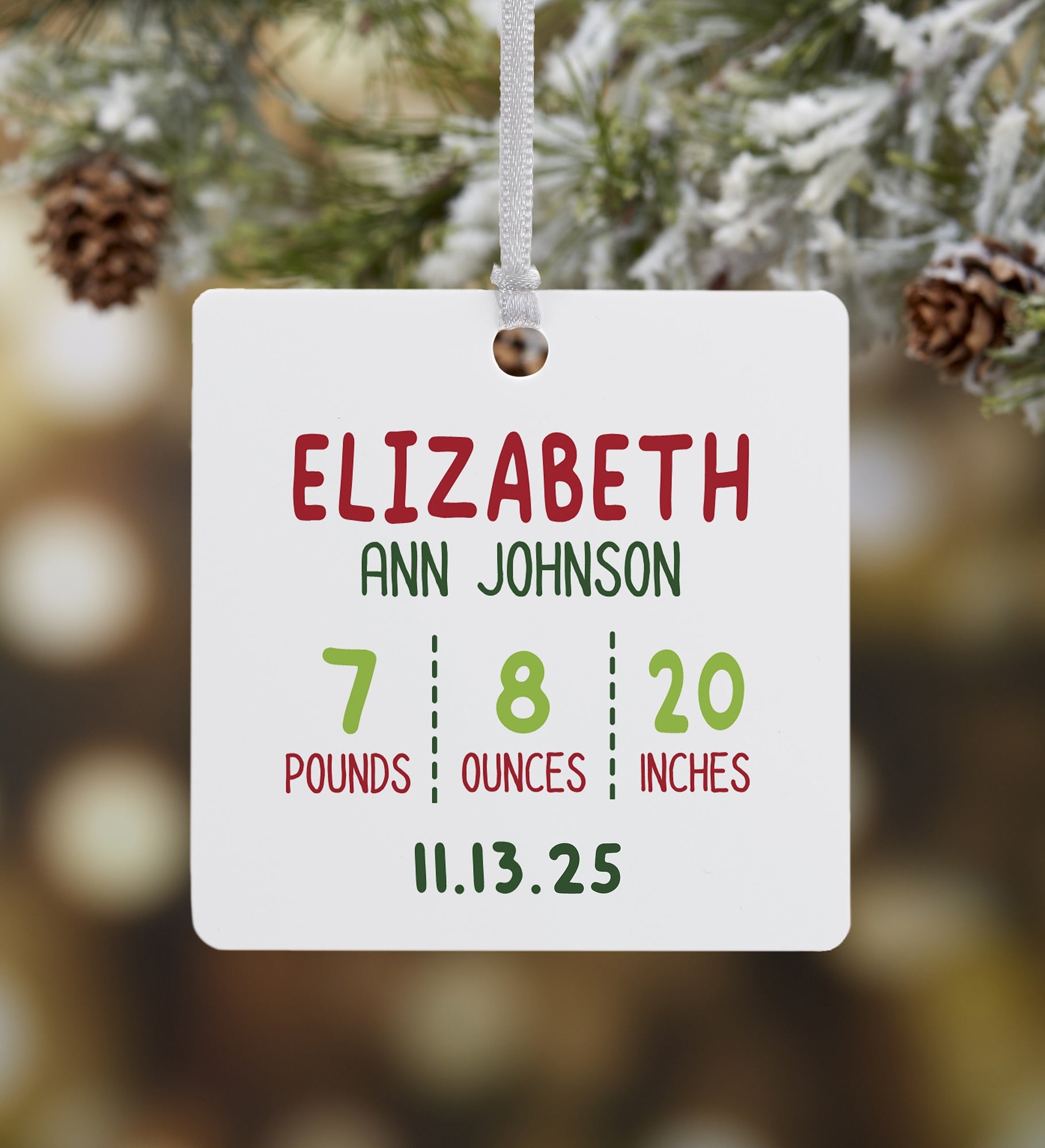 Newly Loved Baby Info Personalized Christmas Ornament