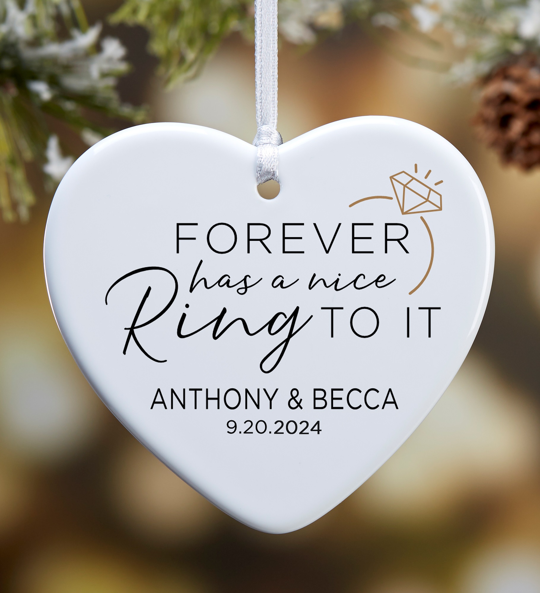 We're Engaged Personalized Heart Ornament