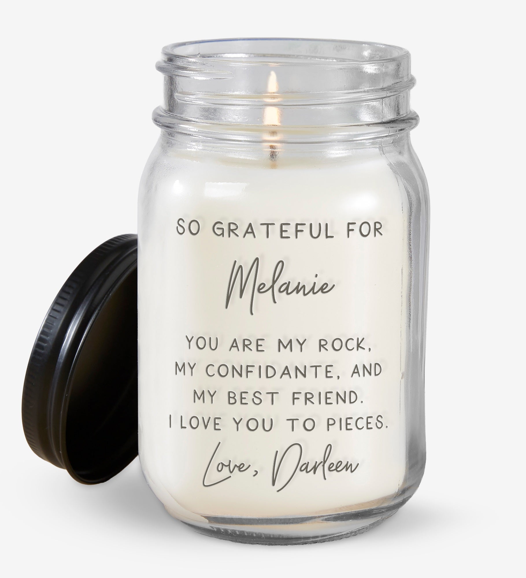 Grateful For You Personalized Farmhouse Candle Jar