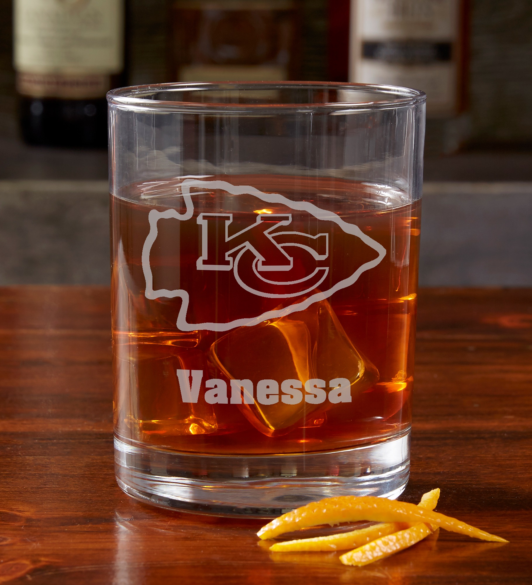 NFL Kansas City Chiefs Engraved Old Fashioned Whiskey Glasses