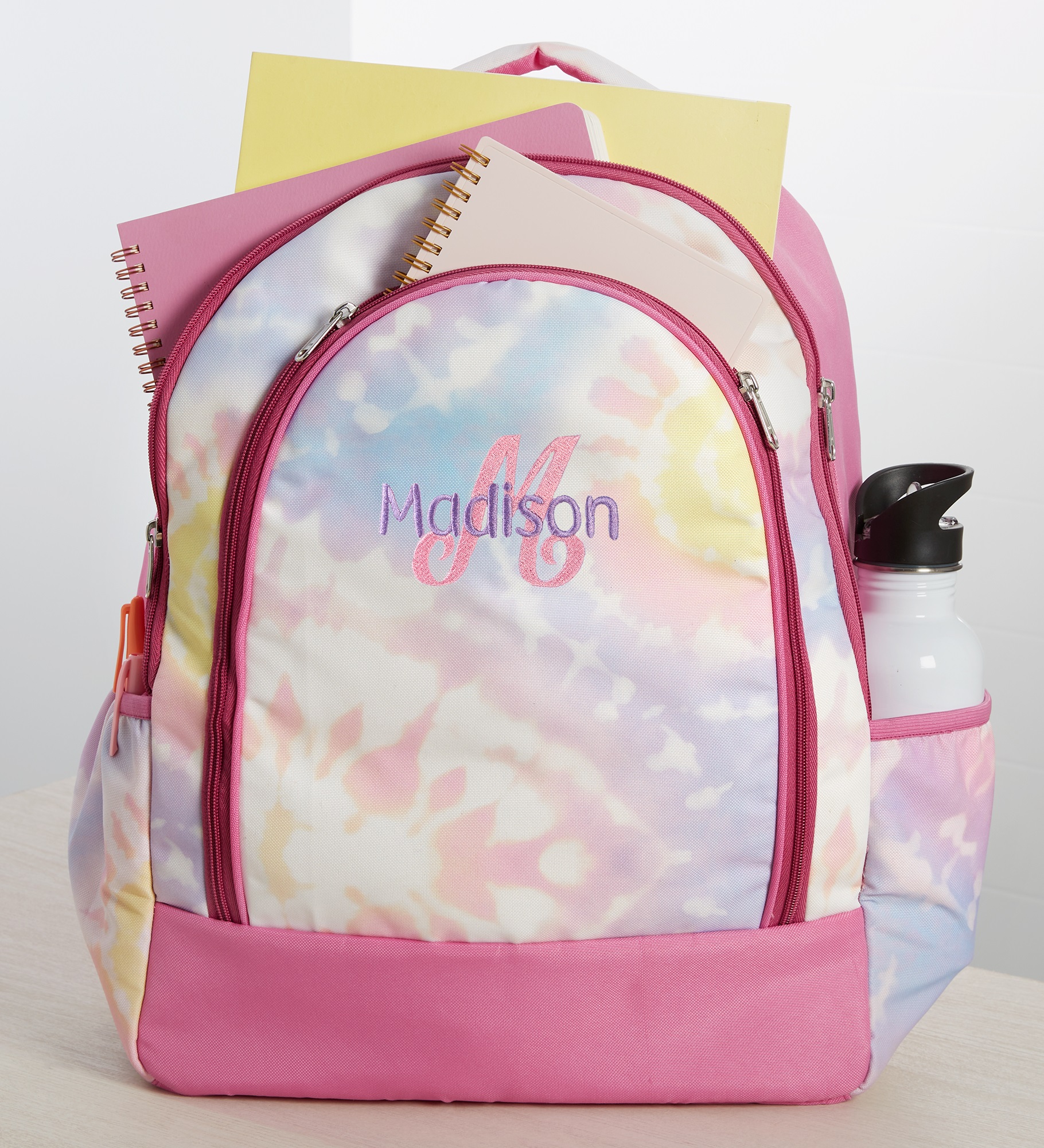 Playful Name Embroidered Tie Dye Backpack