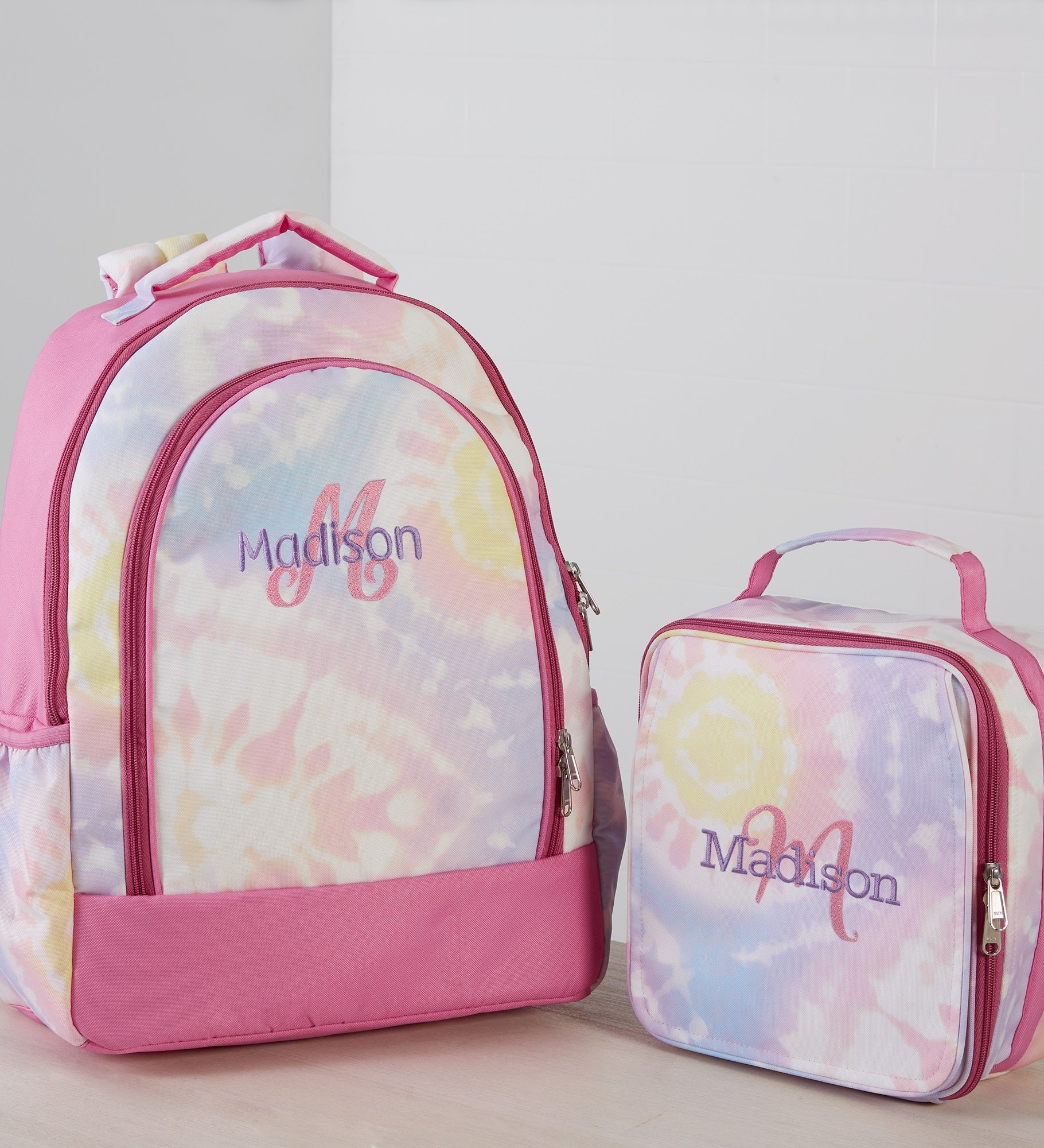 Playful Name Embroidered Tie Dye Backpack