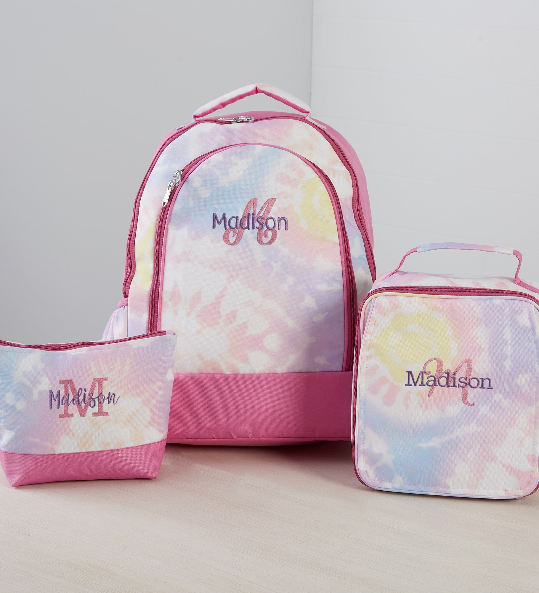 Playful Name Embroidered Tie Dye Backpack