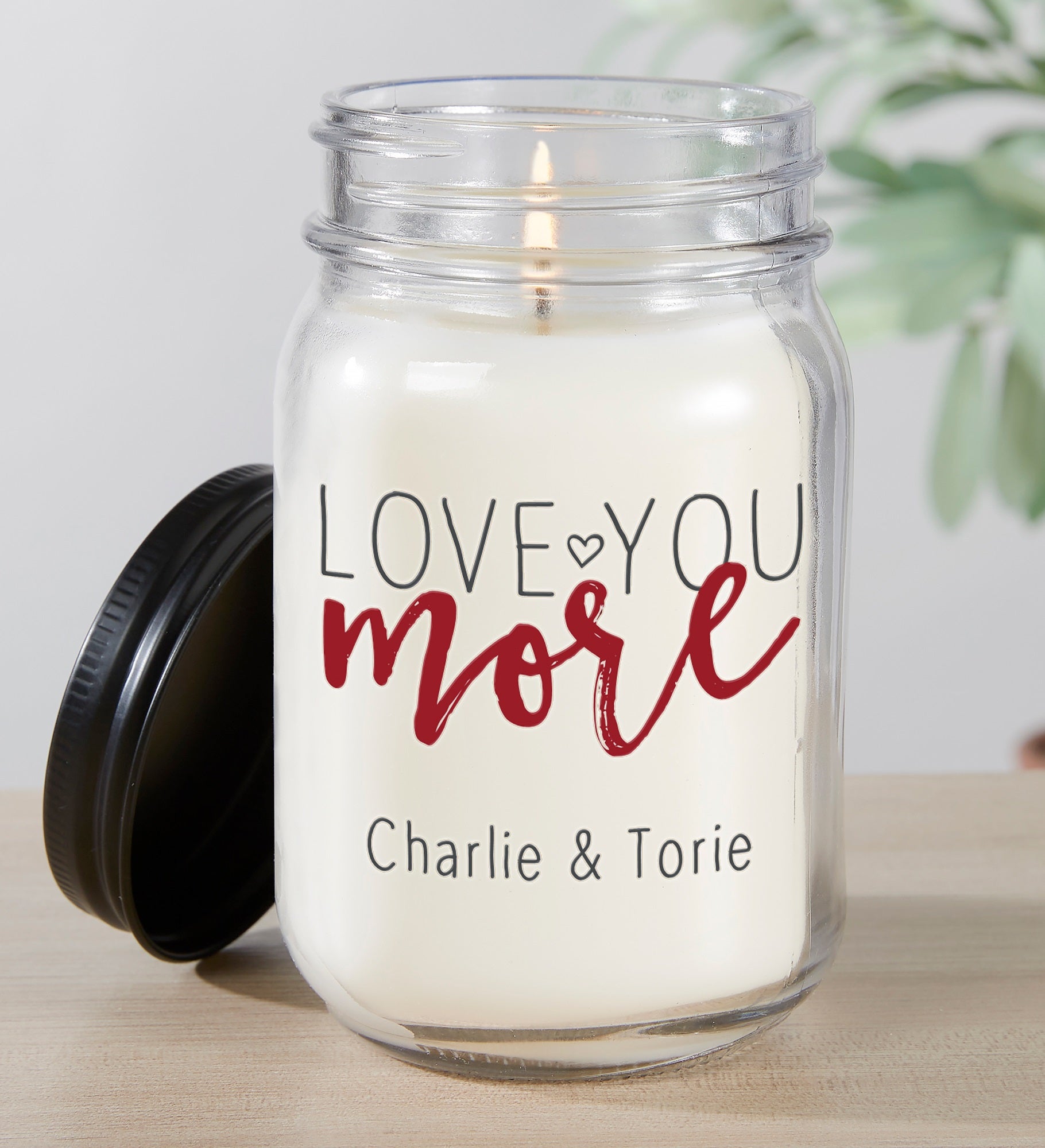 Love You More Personalized Farmhouse Candle Jar