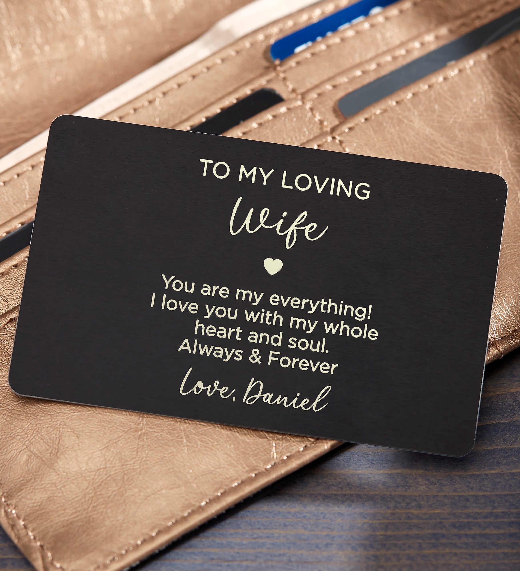 To My Wife Engraved Metal Wallet Card
